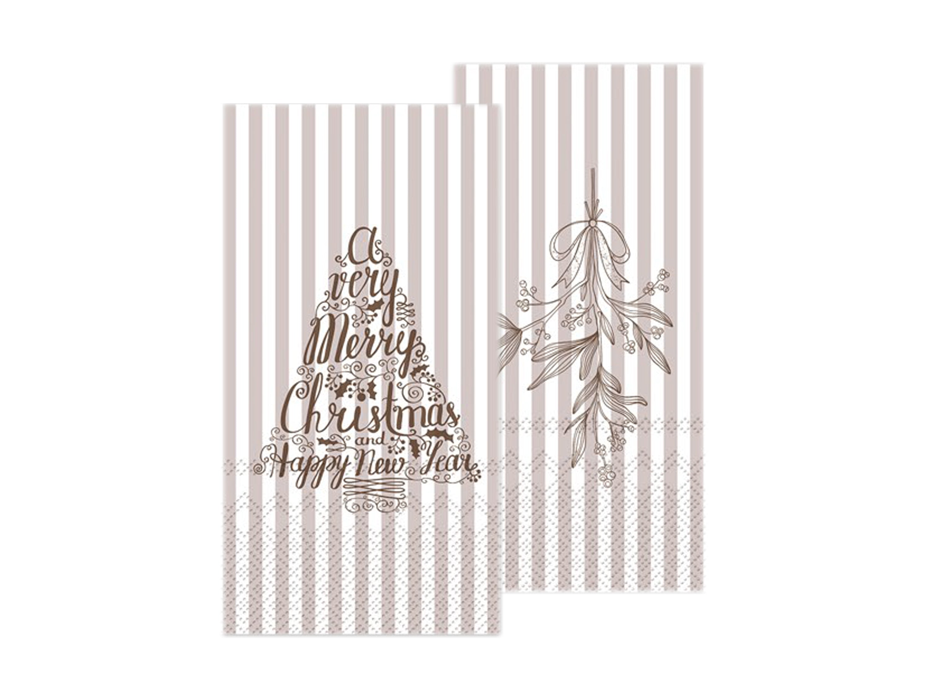 Napkin w. mistletoe & Christmas tree L20/W10 cm latte
