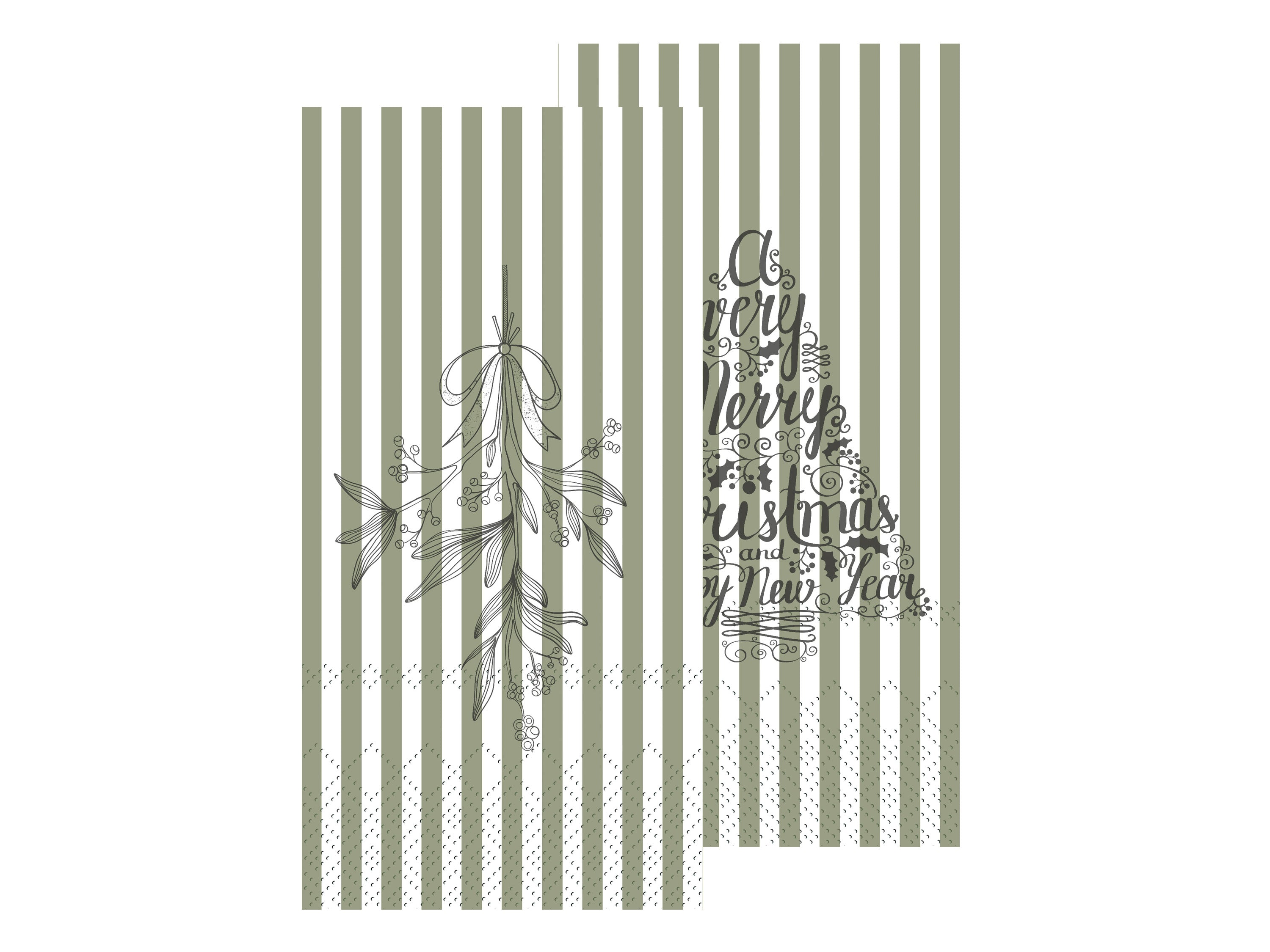 Napkin w. mistletoe and Christmas tree L20/W10 cm verte