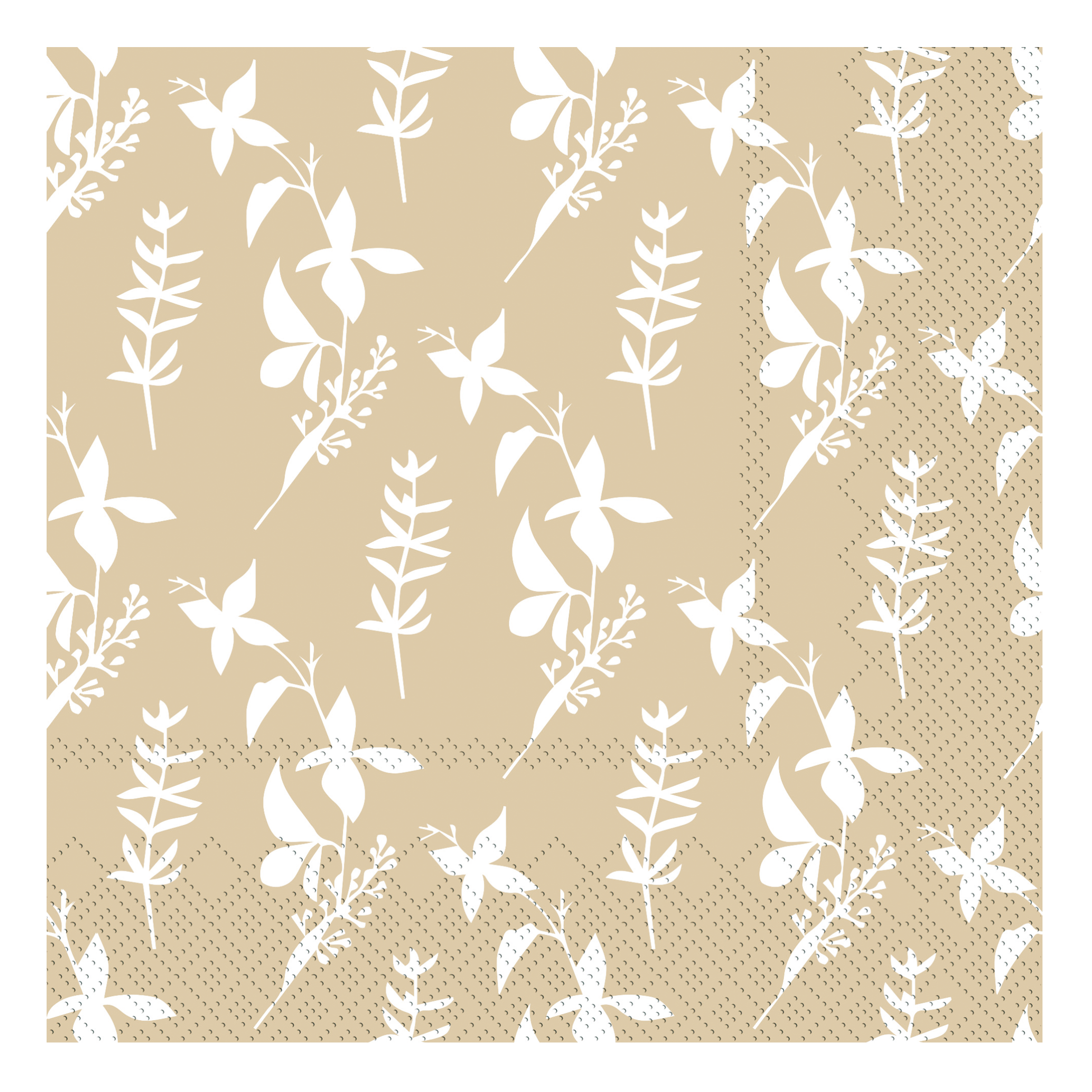 Napkin w. flowers L16/W16 cm honey
