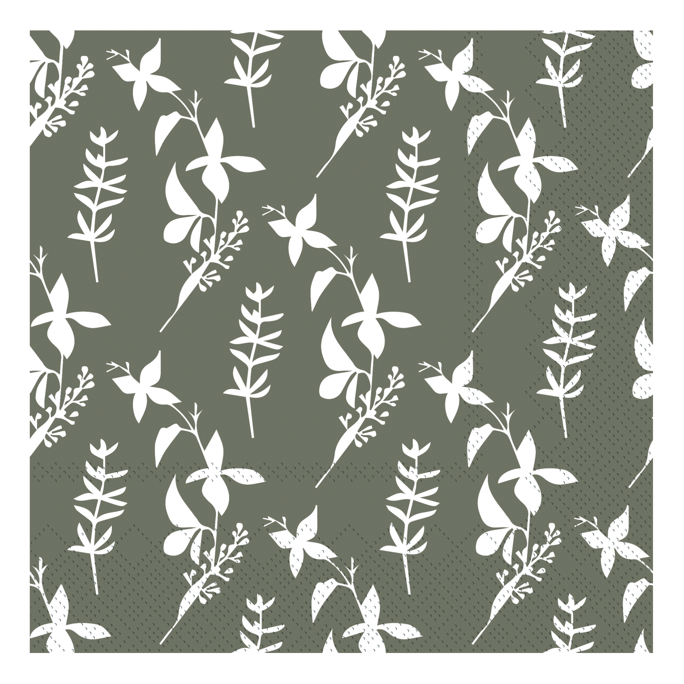 Napkin w. flowers L16/W16 cm moss