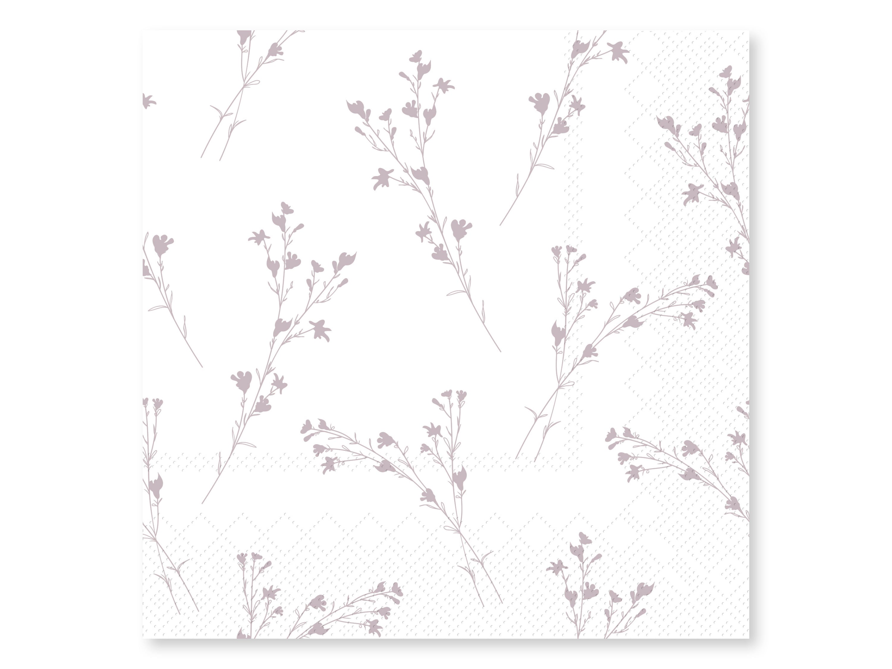 Napkin w. flowers L16/W16 cm dusty rose