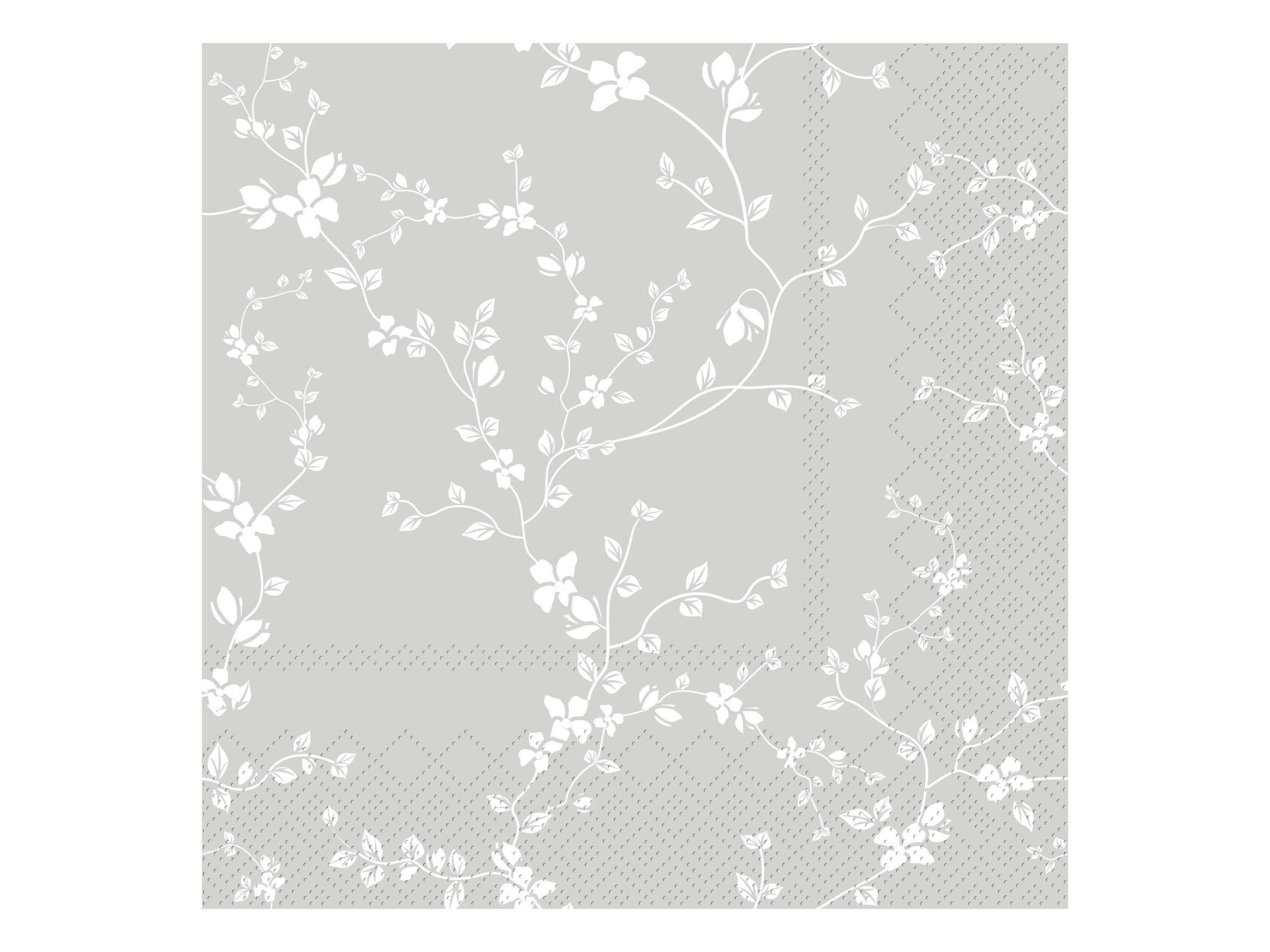 Napkin w. flowers L16/W16 cm French grey