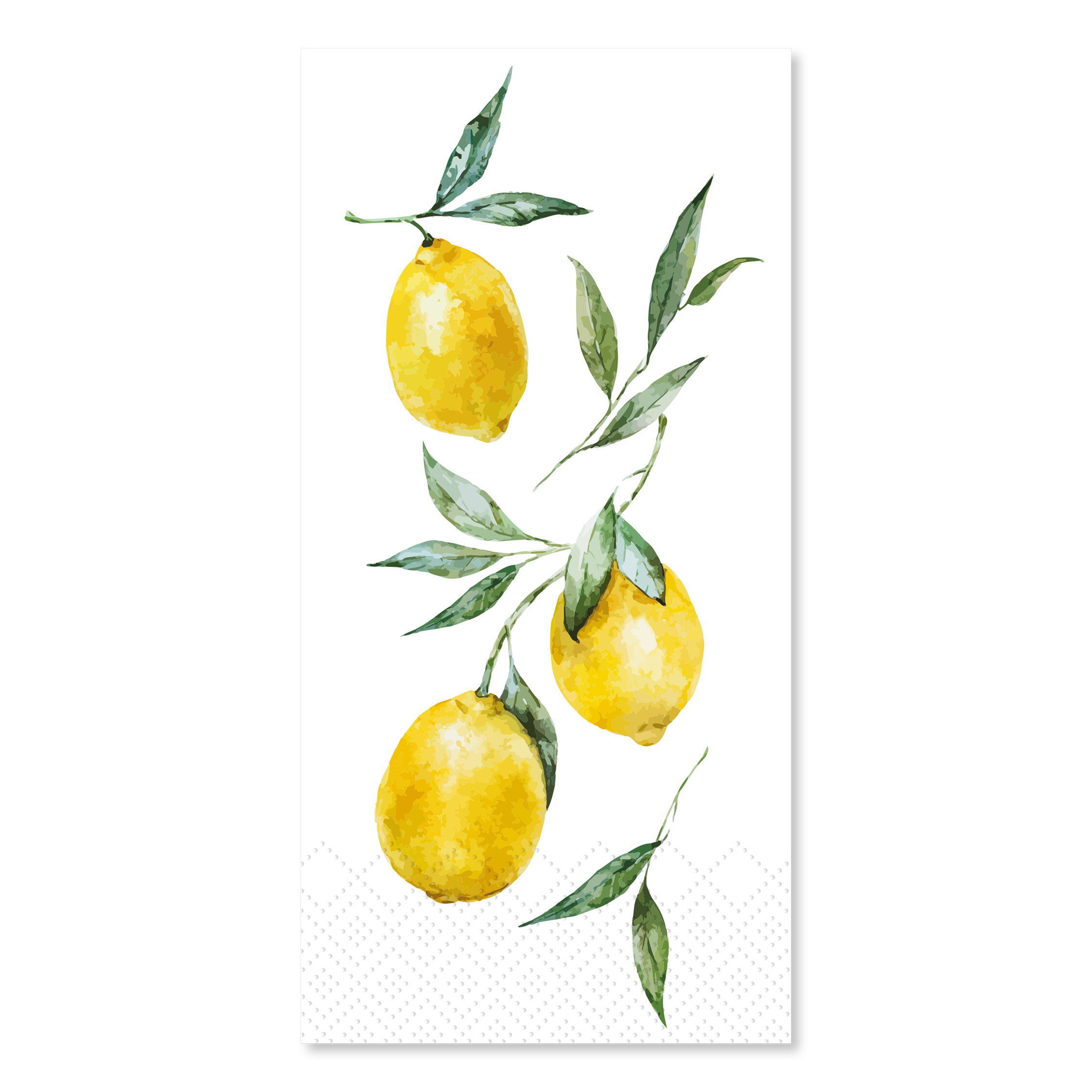 Napkin w. lemon motif L20/W10 cm white