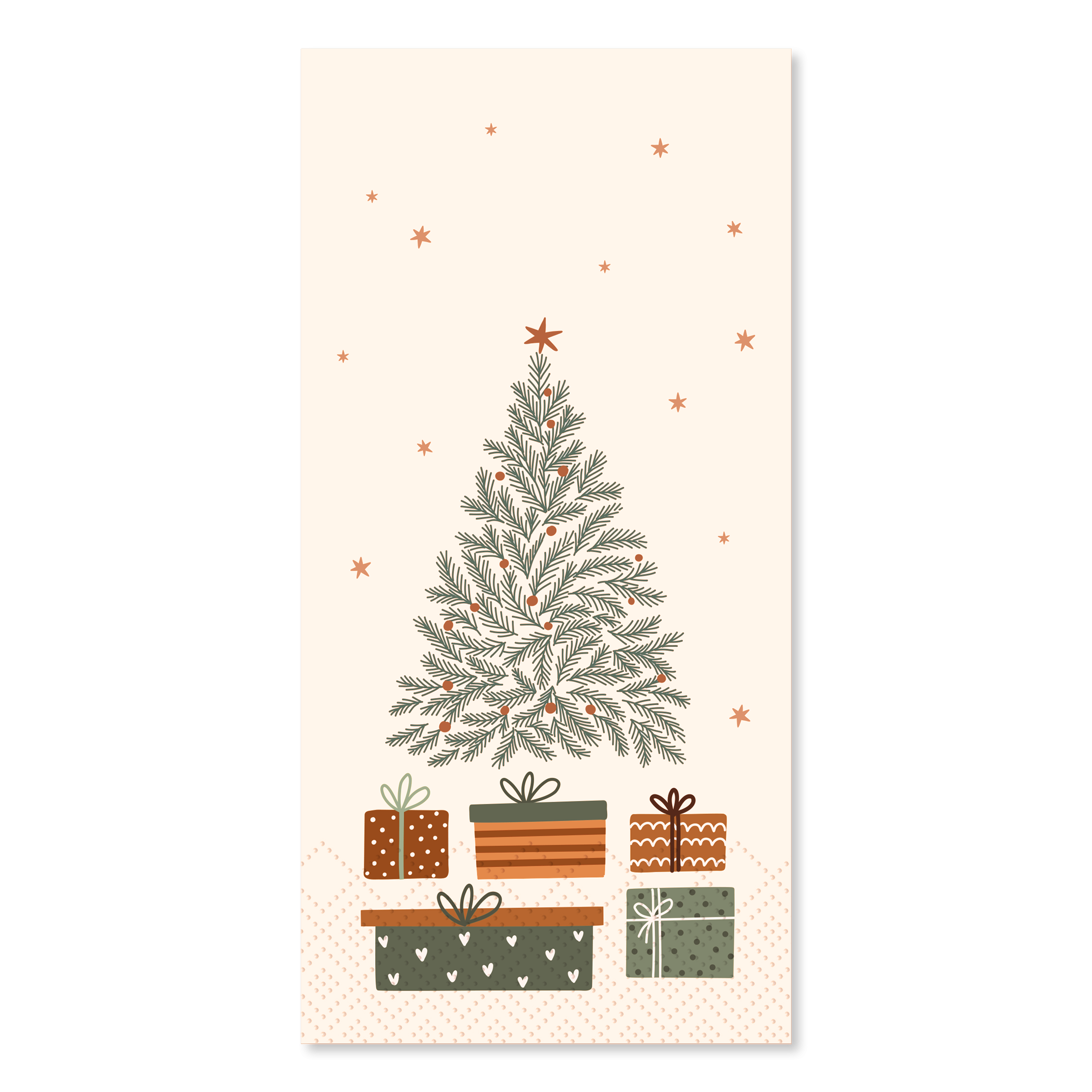 Napkin w. Christmas tree & presents L20/W10 cm cream