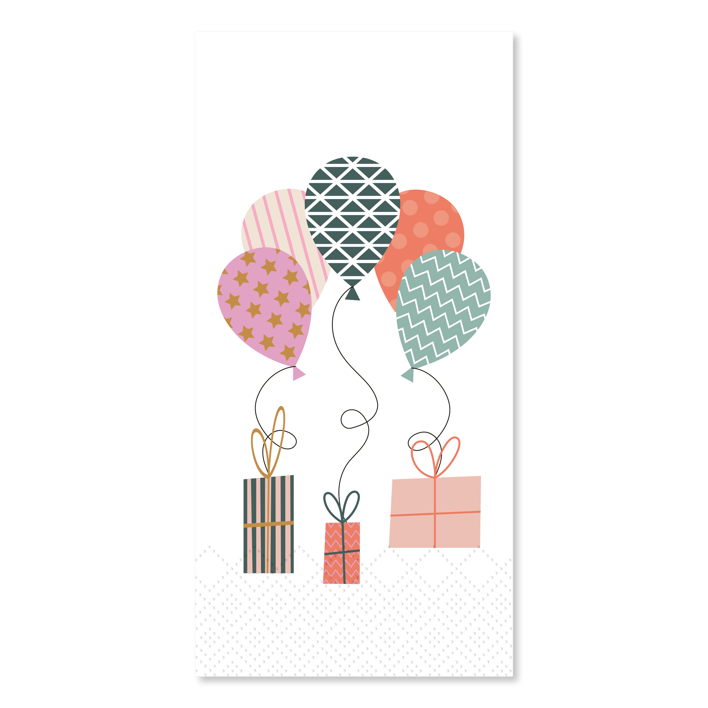 Servietten 40x40 mit Ballons und Geschenken, 16 Stück