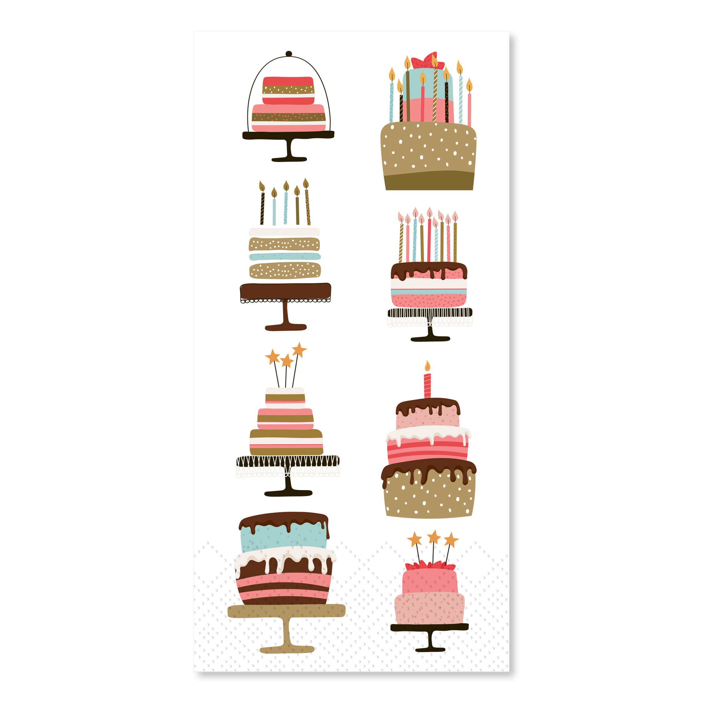Napkin w. birthday cakes L20/W10 cm white