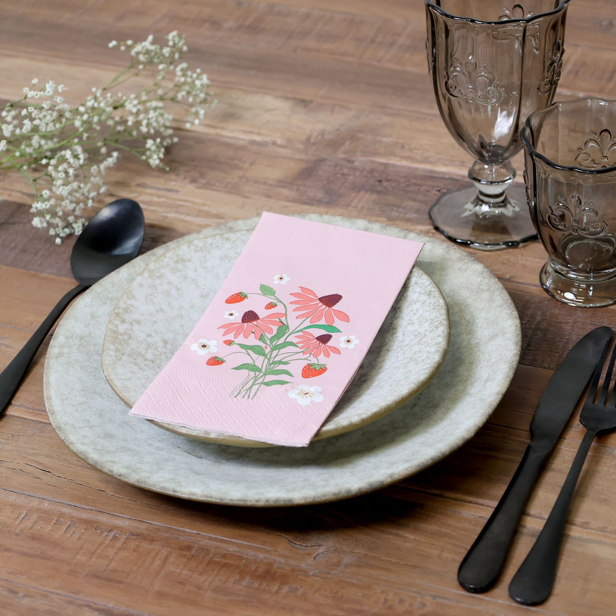 Servietten 40x40 mit Erdbeeren, 16 Stück, 3-lagig