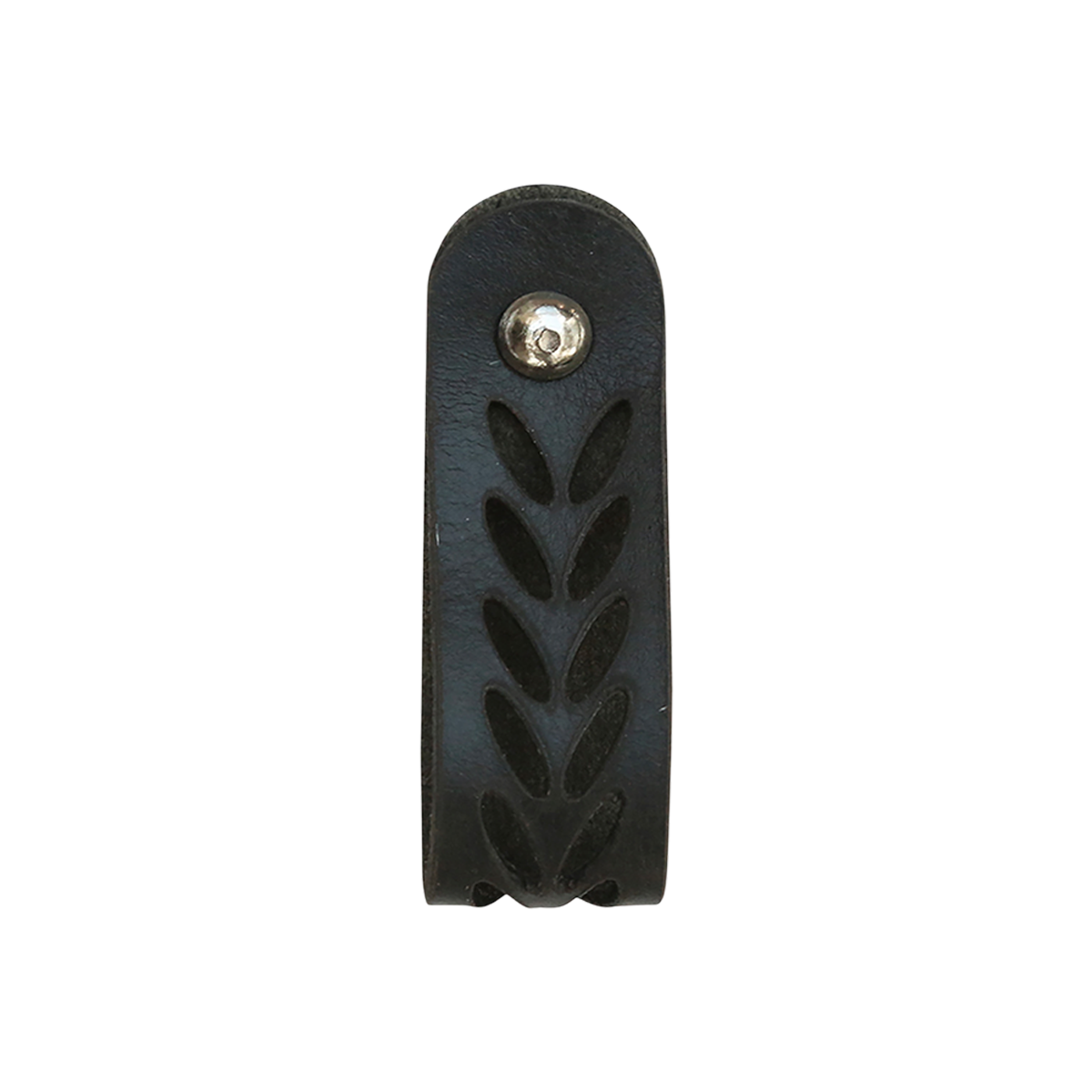 Griff mit Lochmuster aus Leder und Eisen, 6 cm hoch, schwarz