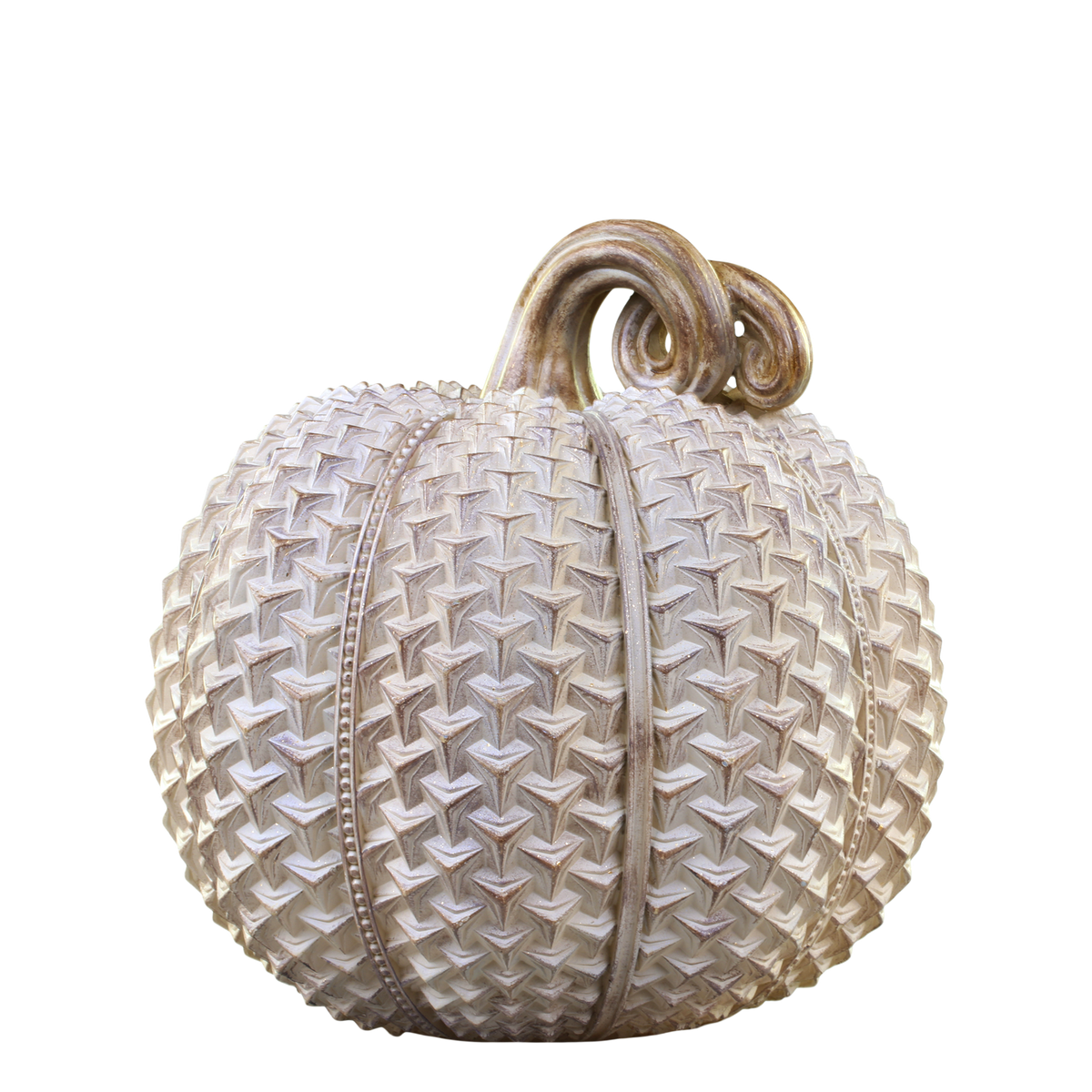 Kürbis-Dekoration aus Polyresin, 28 cm hoch, antique latte