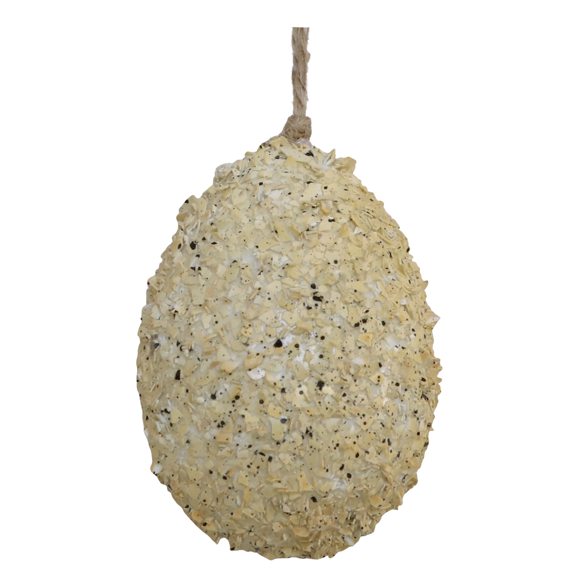 Osterei Deko aus Polystyrol mit Juteschnur, 7 cm hoch