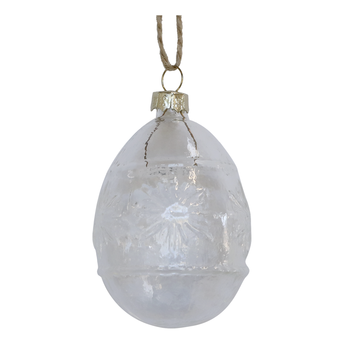 Osterei aus Glas mit Juteschnur, 7 cm hoch