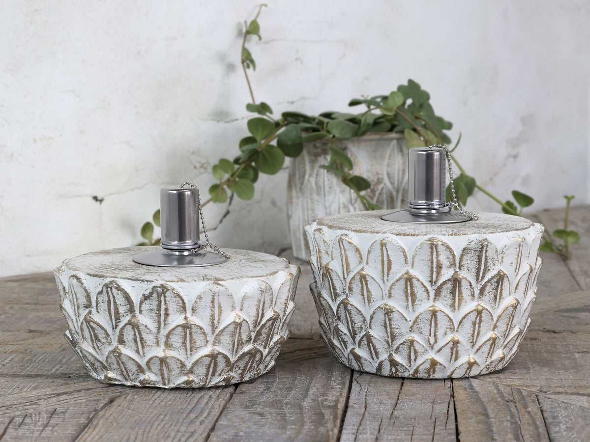 Vittel Öllampe mit Goldmuster – Gartenaccessoire für außen