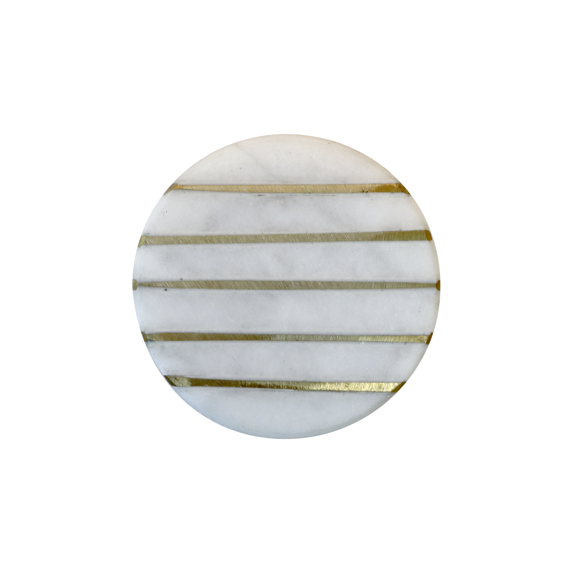 Marmor-Griff mit Messingdetails, weiß, 4 cm Durchmesser