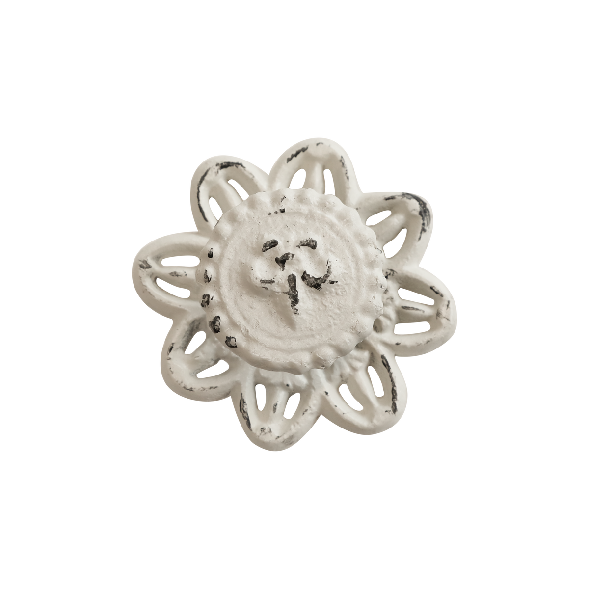 Griff mit französischer Lilie, Eisen, 8 cm, antique creme
