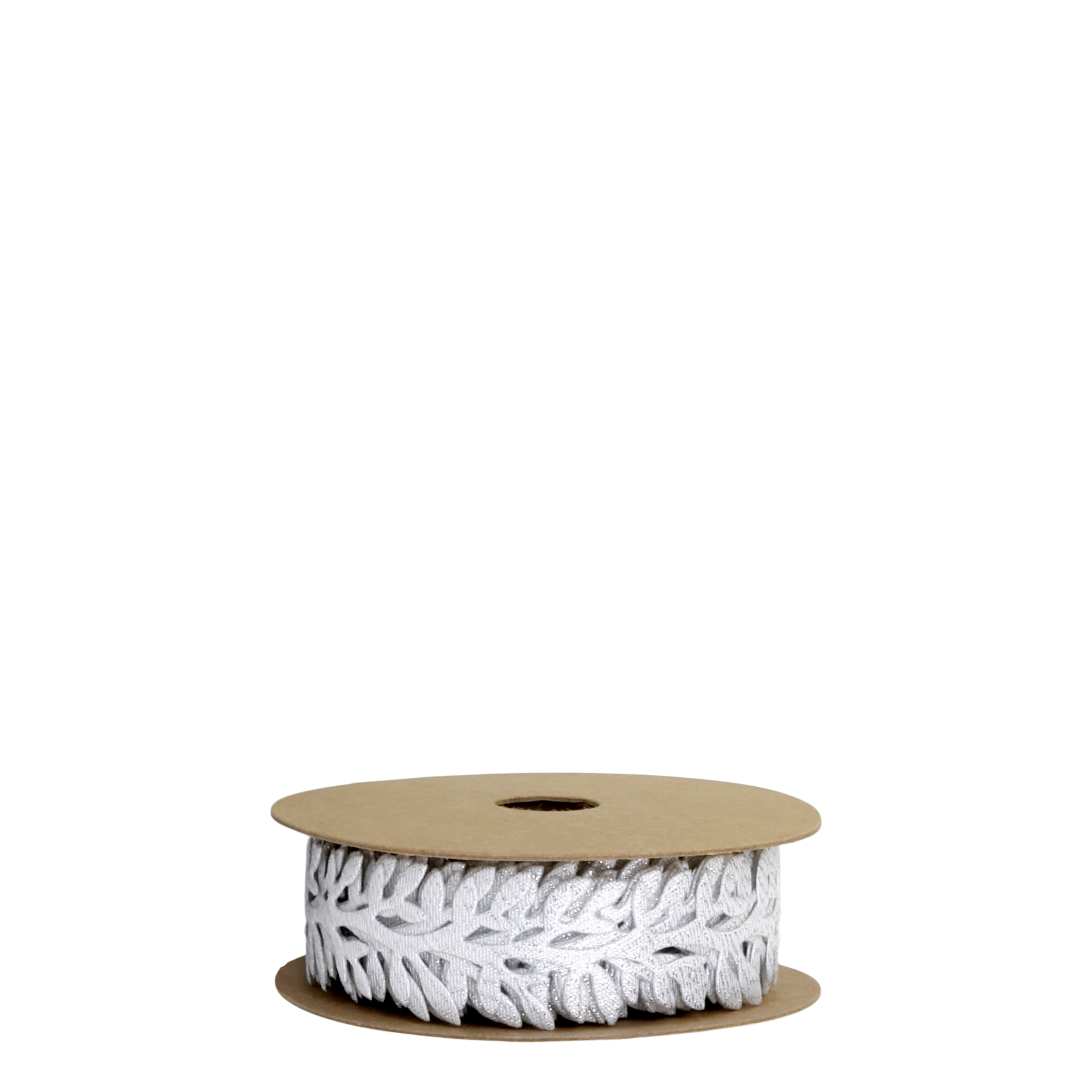 Lace Ribbon w. leaves L5 m/W23 mm silver glitter