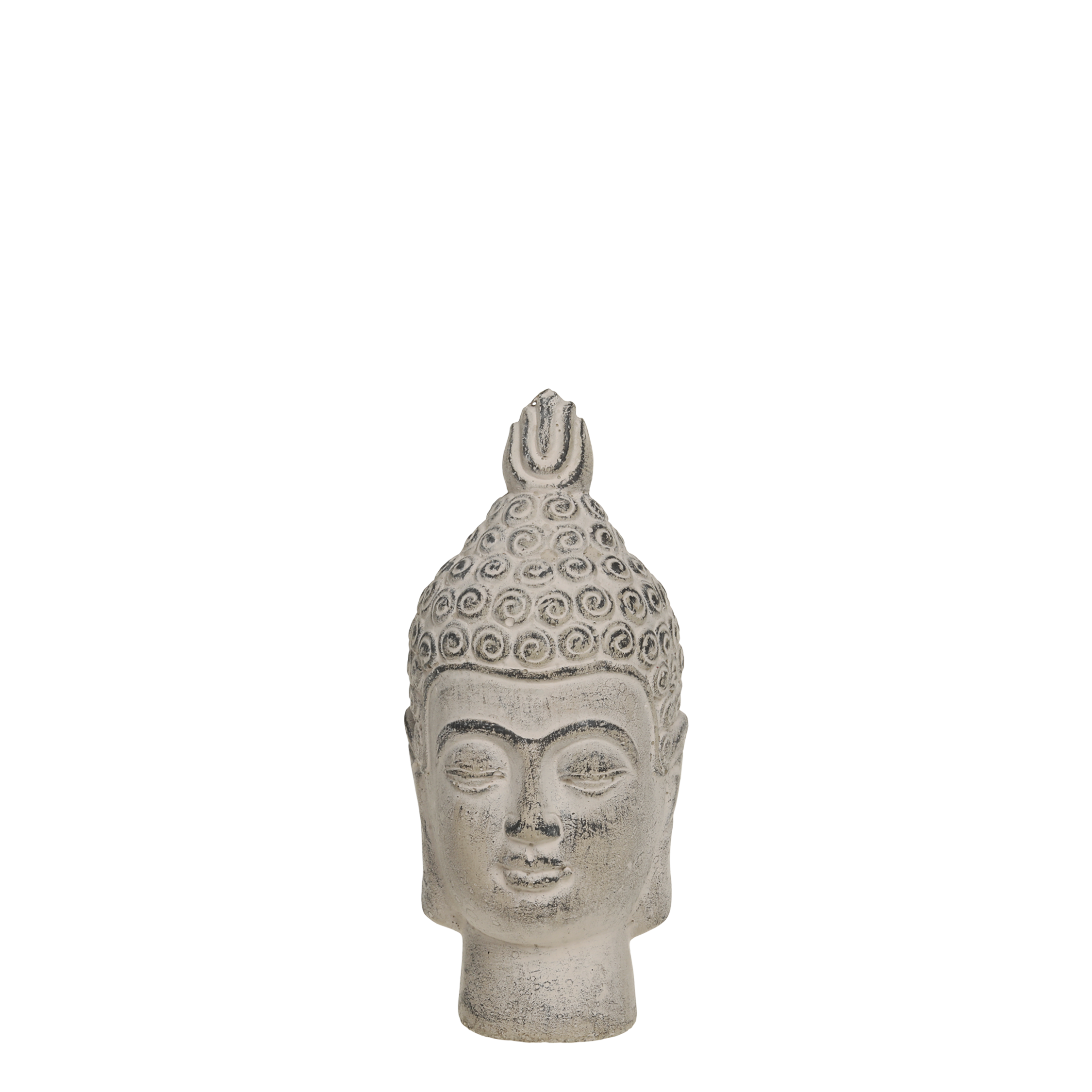 Buddha Figur aus Zement in Französisch Grau, 17,5 cm hoch