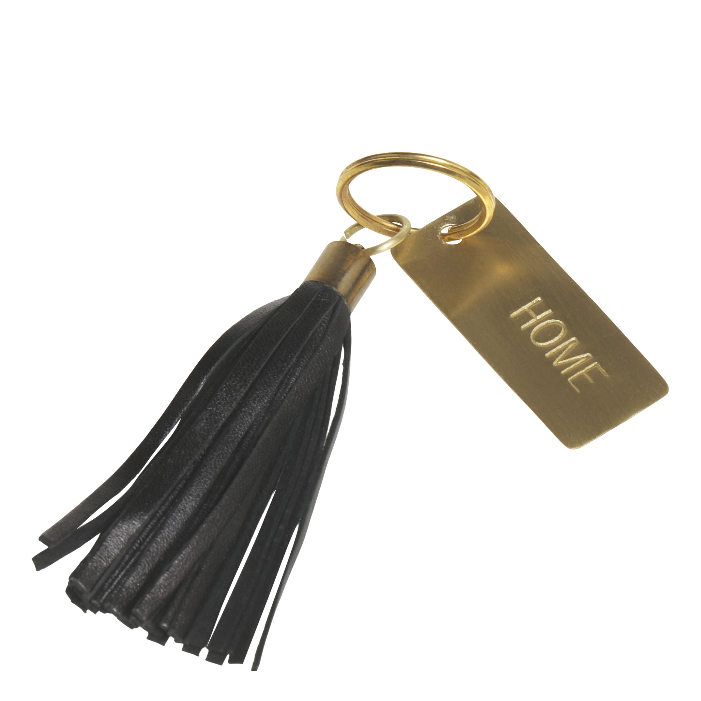 Keychain in leather Home L16 cm black