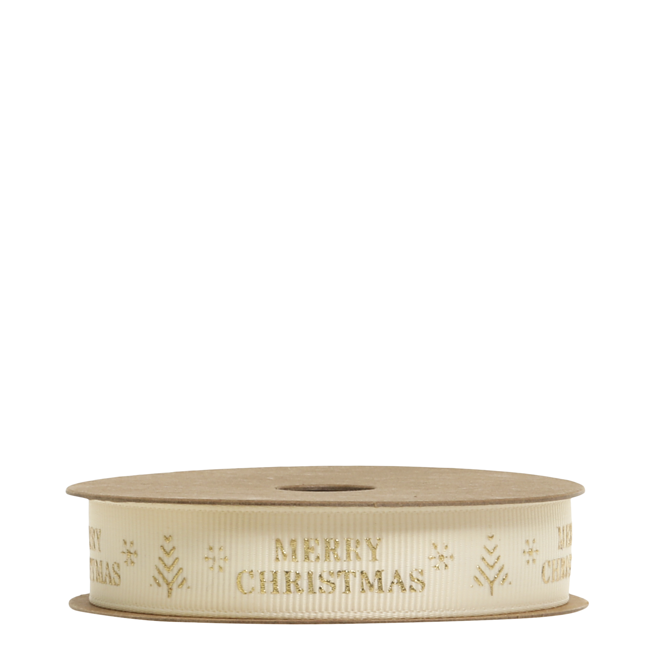 Band mit Merry Christmas, 5 m x 1,5 cm, creme