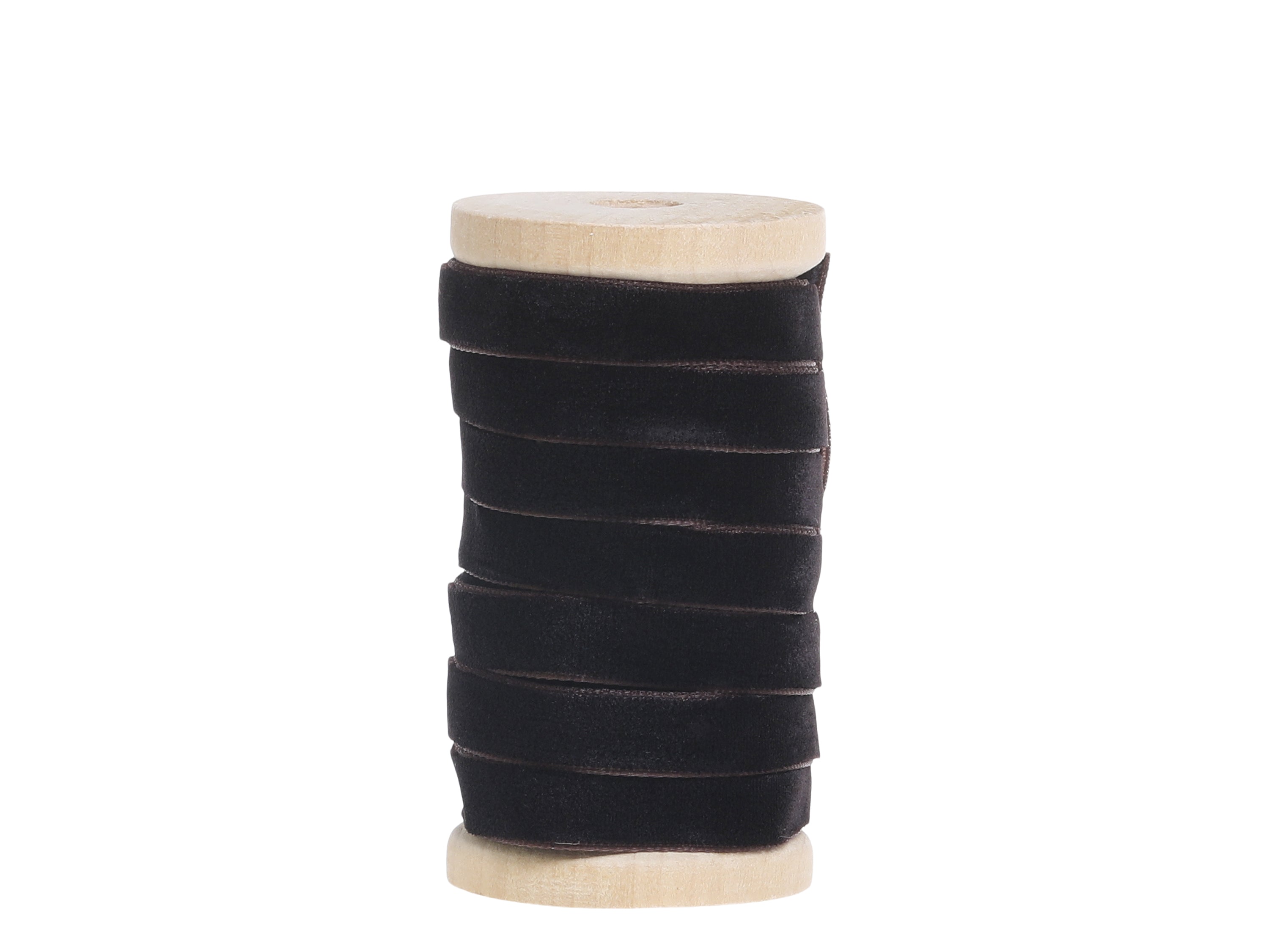 Velvet Ribbon on wooden spool L5 m/W1 cm walnut