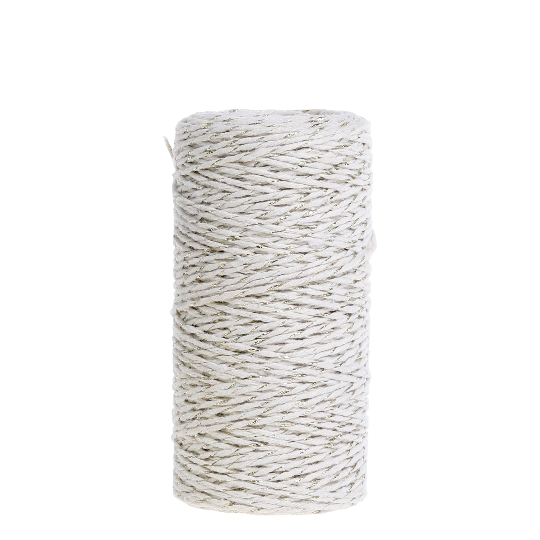 Cotton String w. gold thread L10 m cream