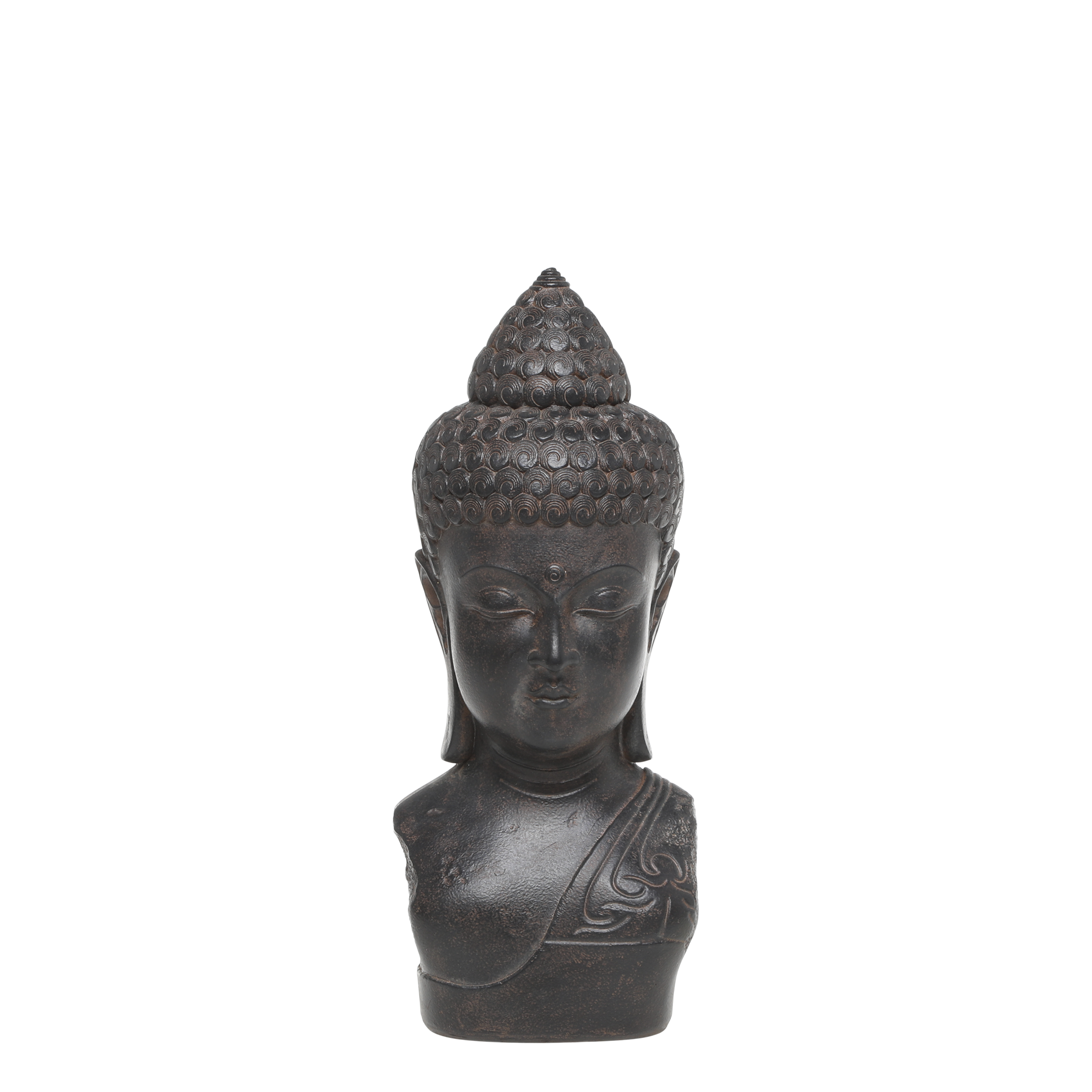 Buddha Figur aus Polyresin in Antique Schwarz, 31,5 cm hoch