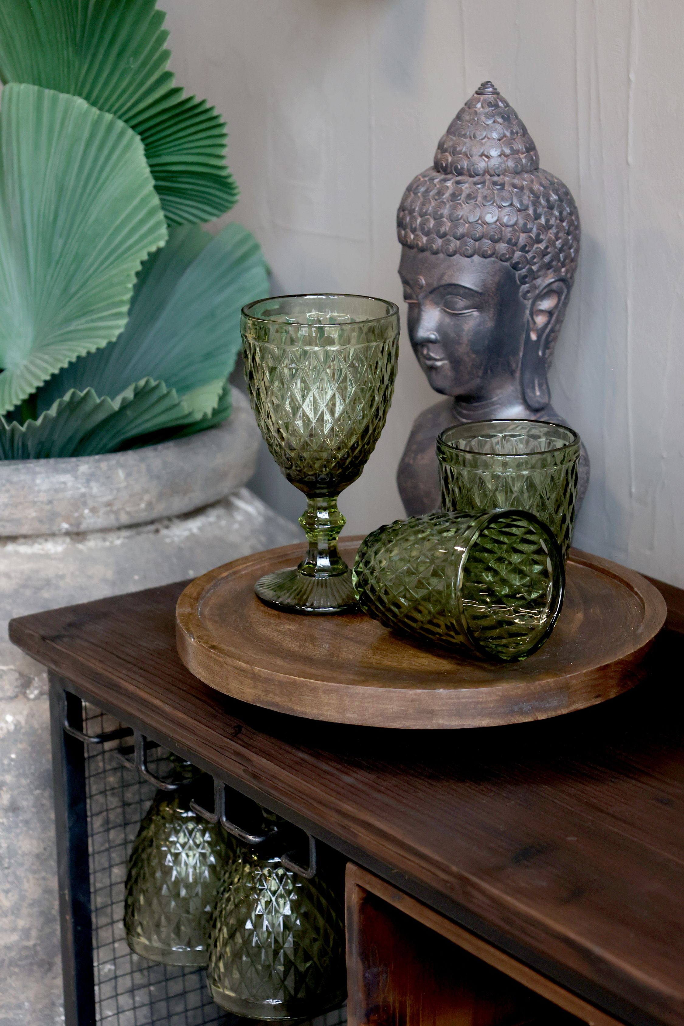 Buddha Figur aus Polyresin in Antique Schwarz, 31,5 cm hoch