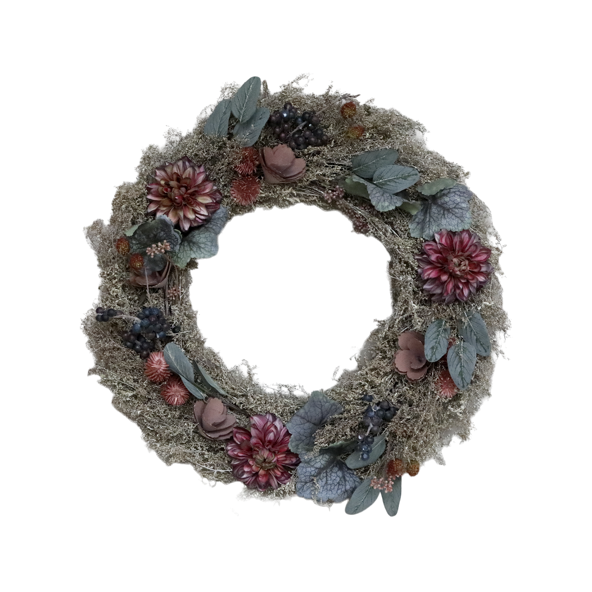 Fleur Kranz mit Blumen, 46 cm, taupe
