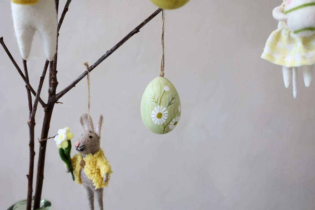 Osterei mit Blumen-Deko, 7 cm hoch, Kunststoff