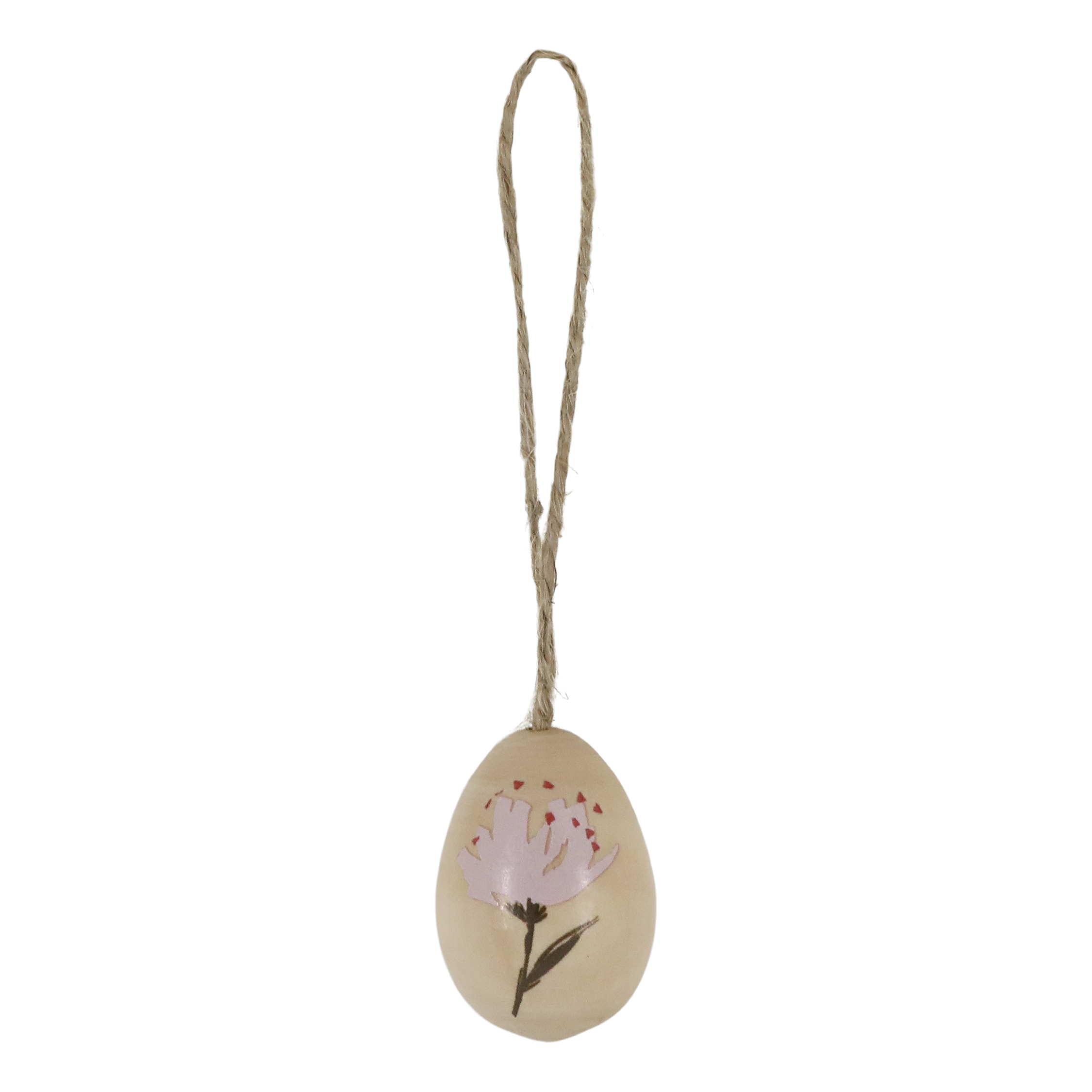 Osterei aus Holz mit Blumen, natur, 4 cm hoch
