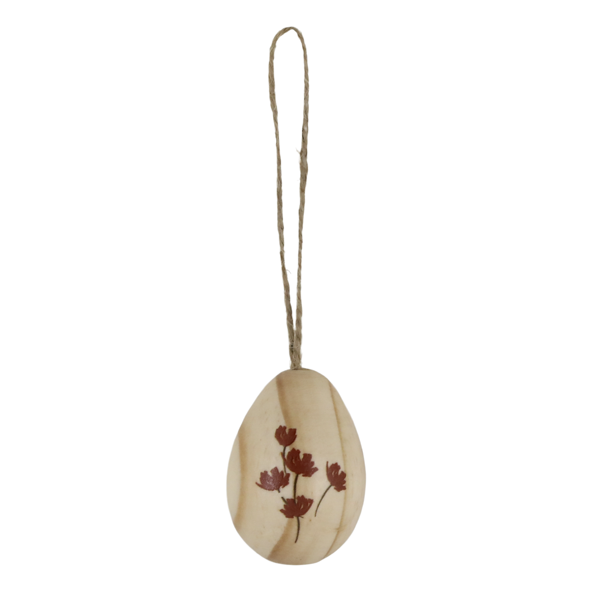 Osterei aus Holz mit Blumen, 5 cm hoch, natur