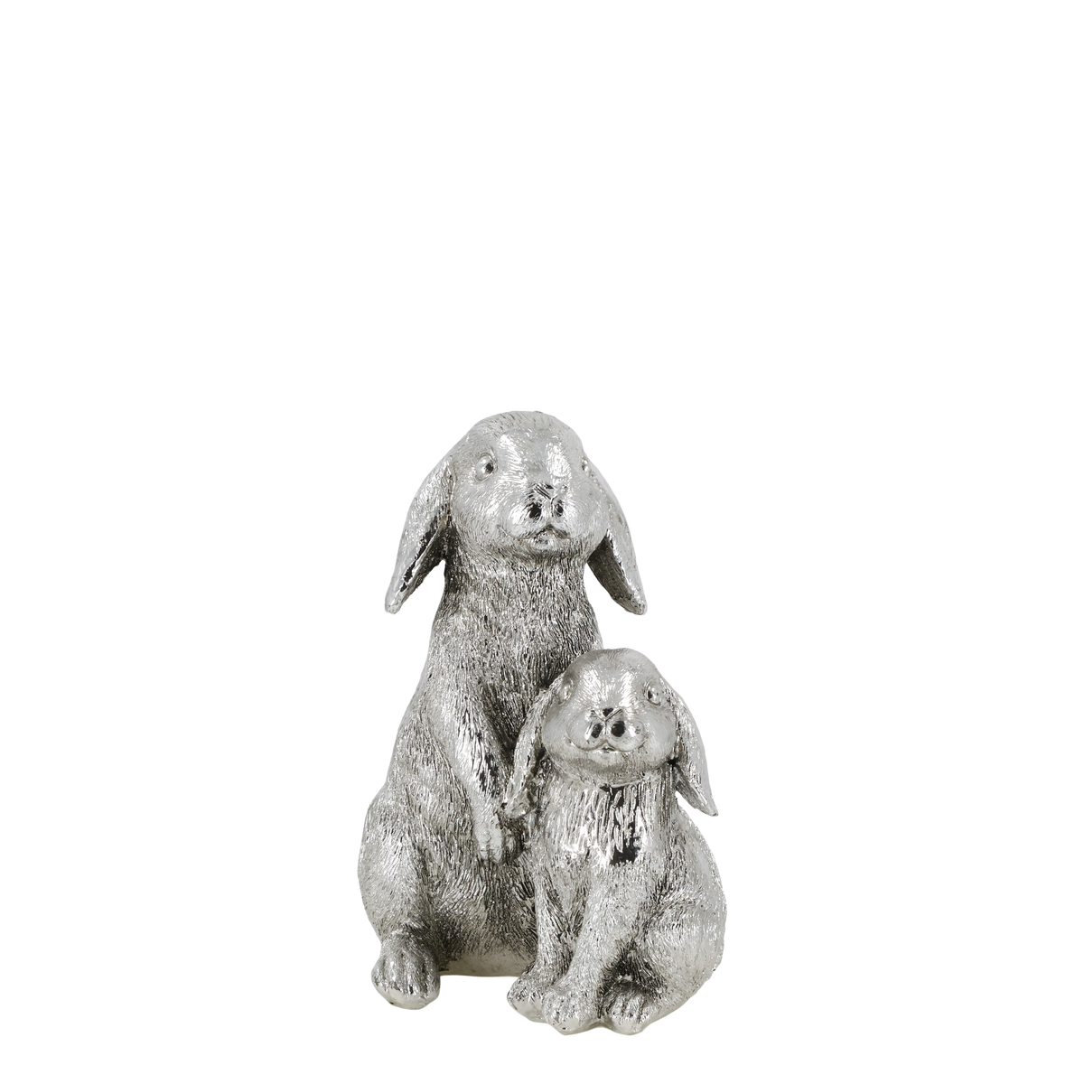 Kaninchen-Figur aus Polyresin in Antik-Silber, 18 cm