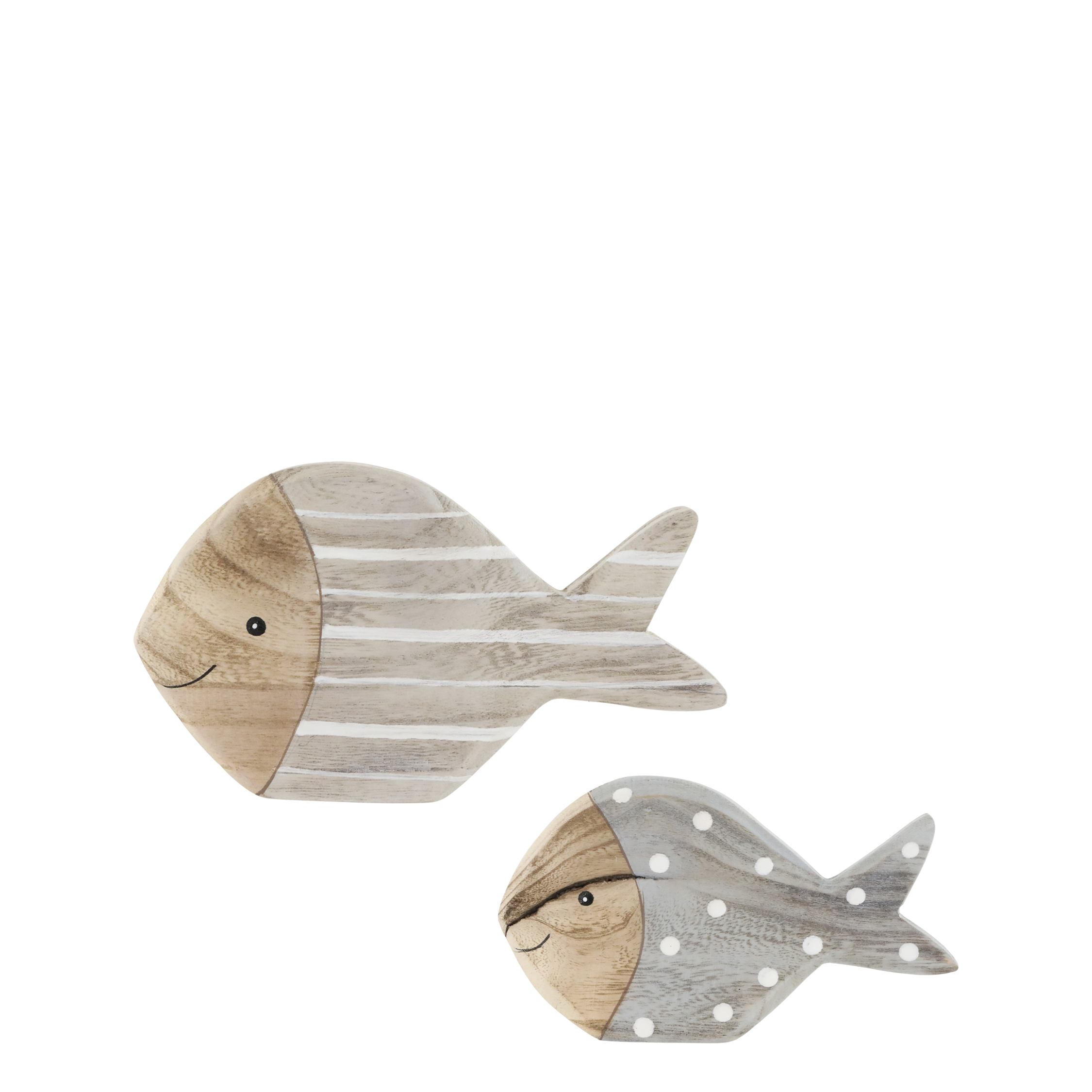 Deko Fisch Set aus Kaiserinbaum, grau, 2 Stück