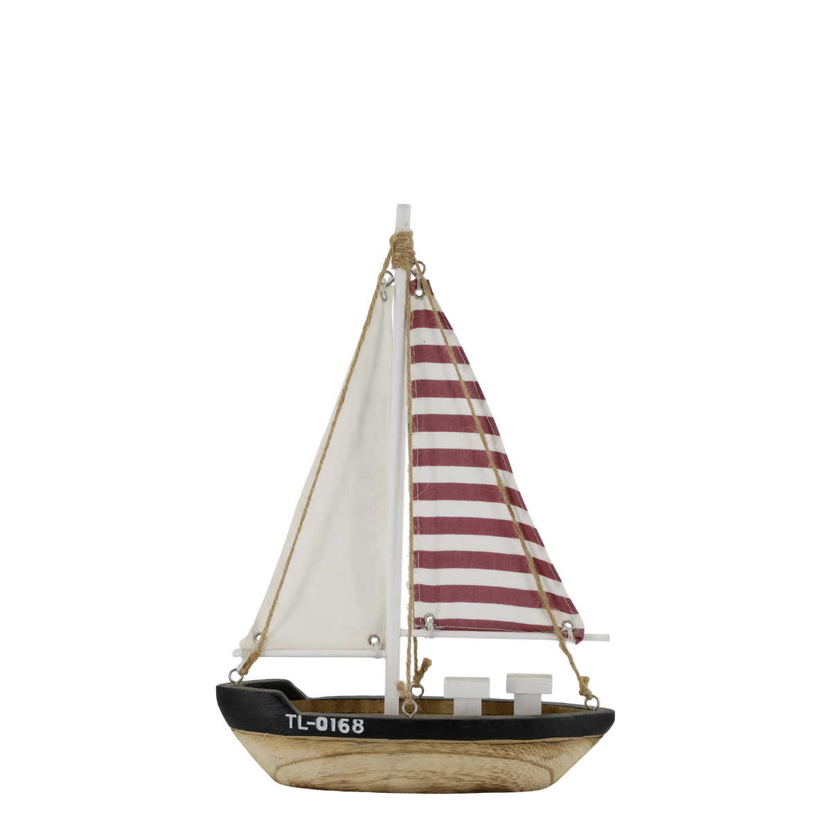 Segelboot Deko aus Kaiserinbaum, 32 cm hoch, cherry