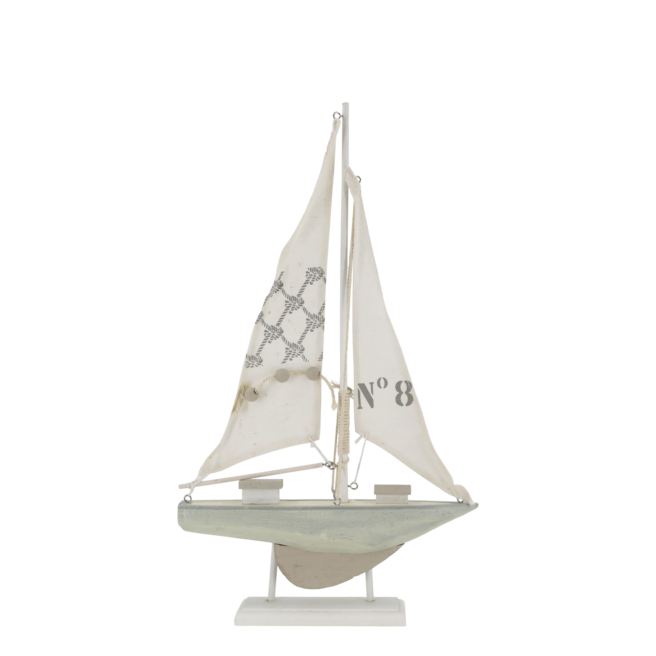 Segelboot-Dekofigur auf Fuß, creme, 42 cm hoch