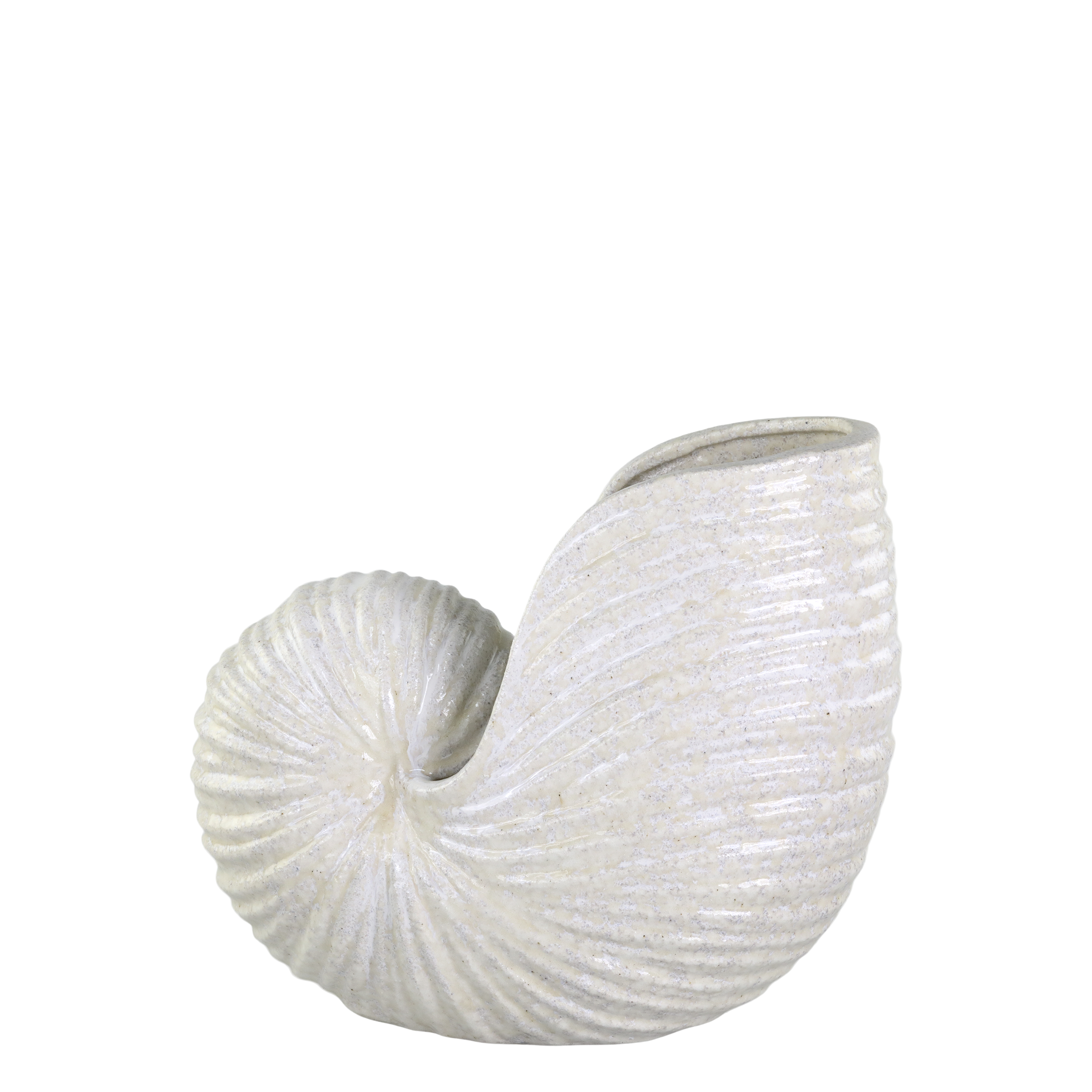 Muschel Vase aus Steingut in Antique Creme