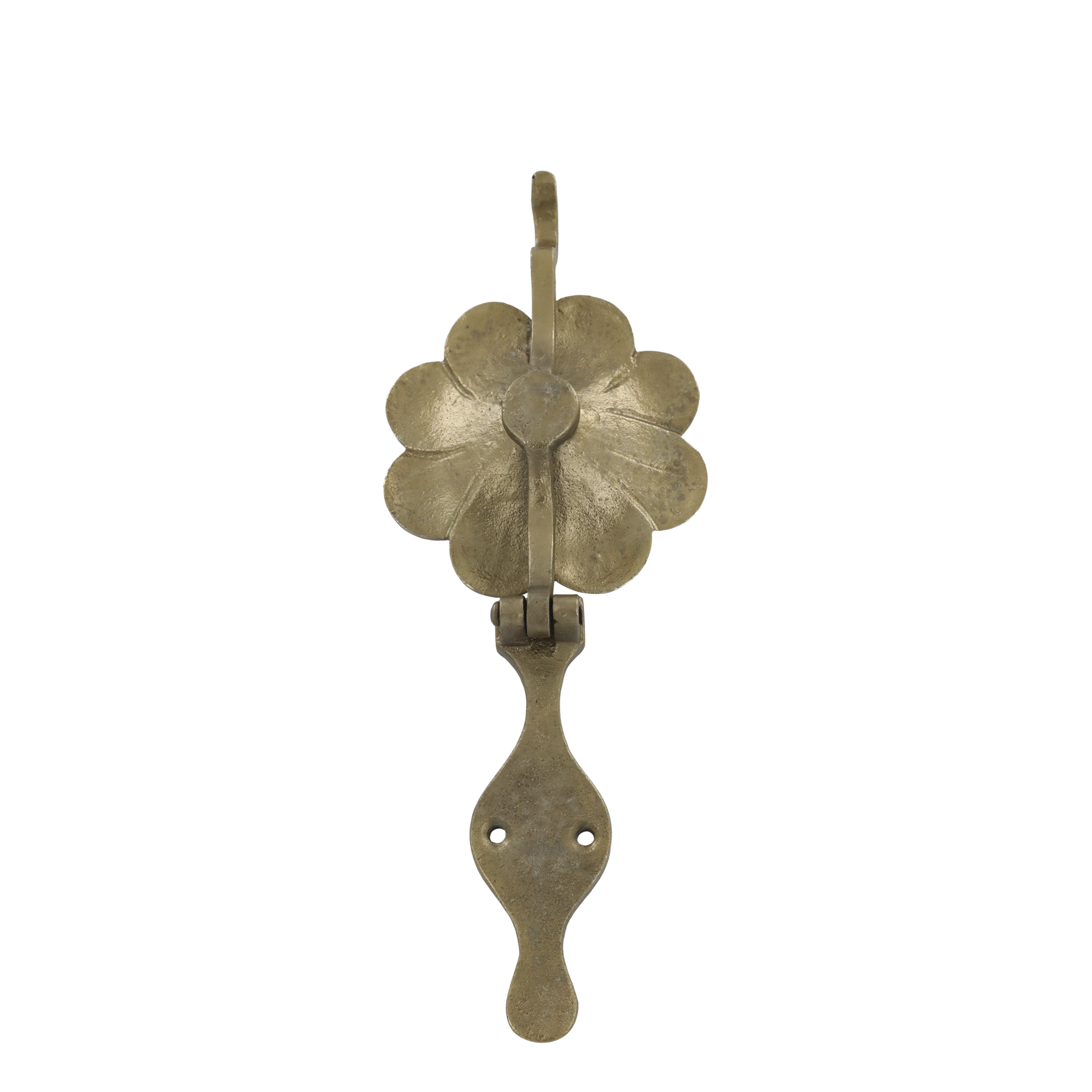 Türklopfer mit Blumenmotiv aus Messing und Eisen, antik