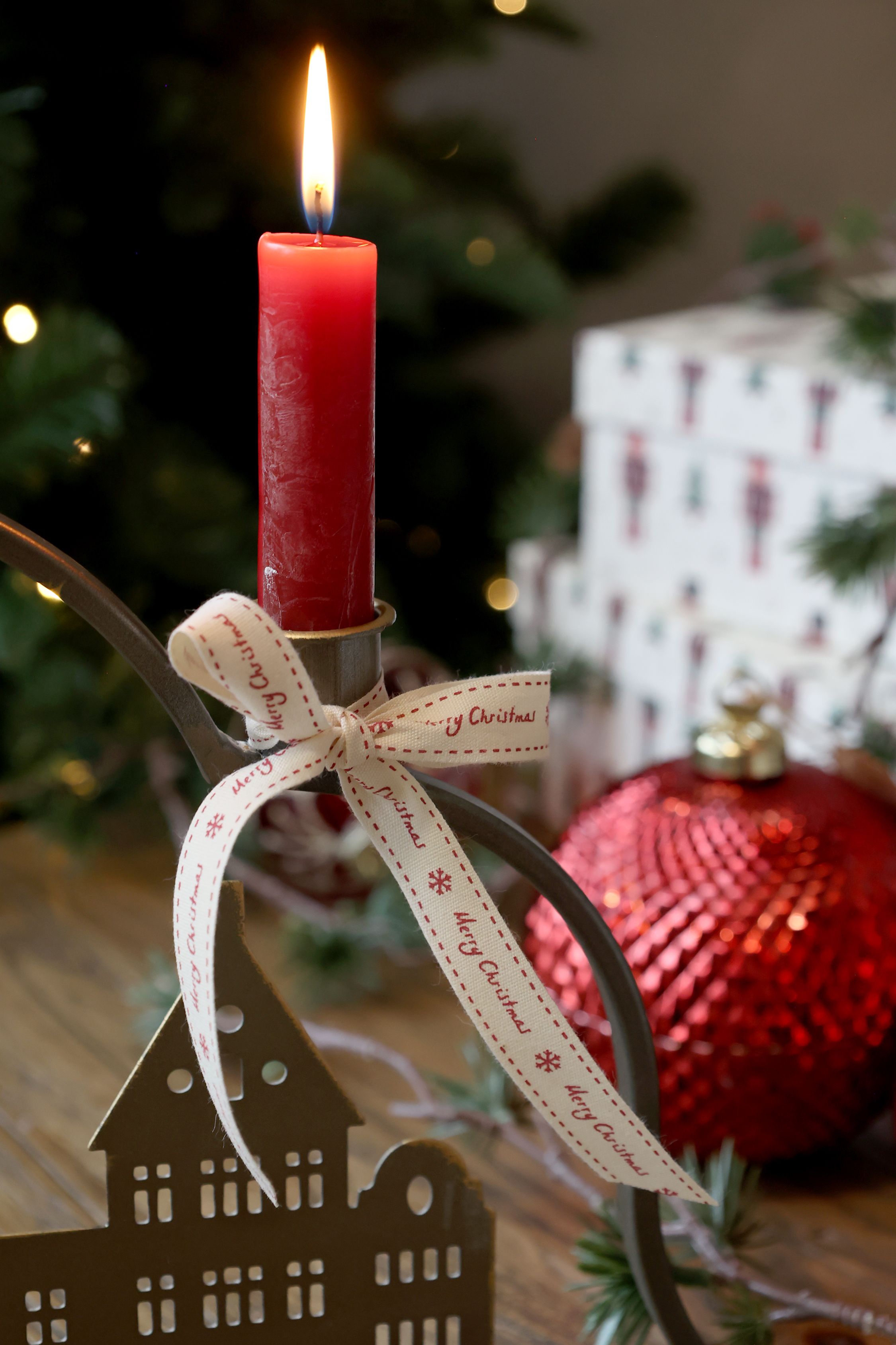 Baumwollband Merry Christmas 5 m x 1,5 cm creme