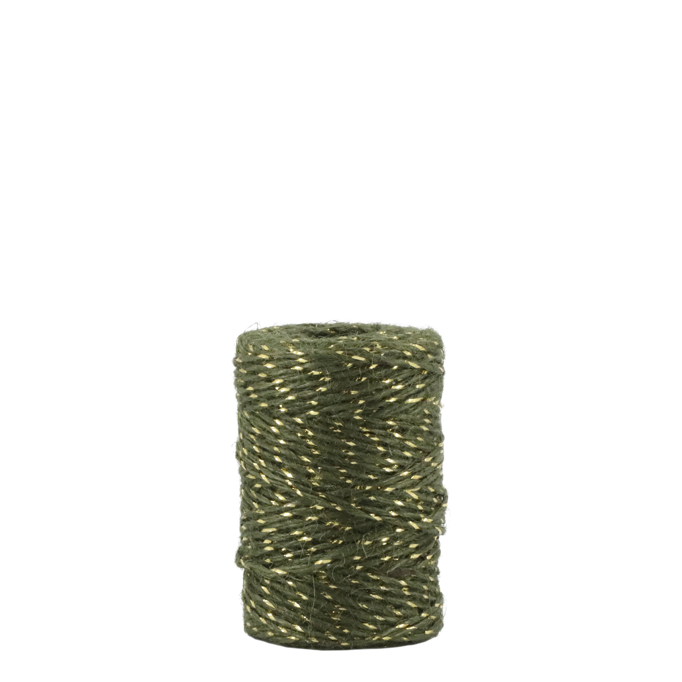 Jute Ribbon w. gold thread L50 m olive