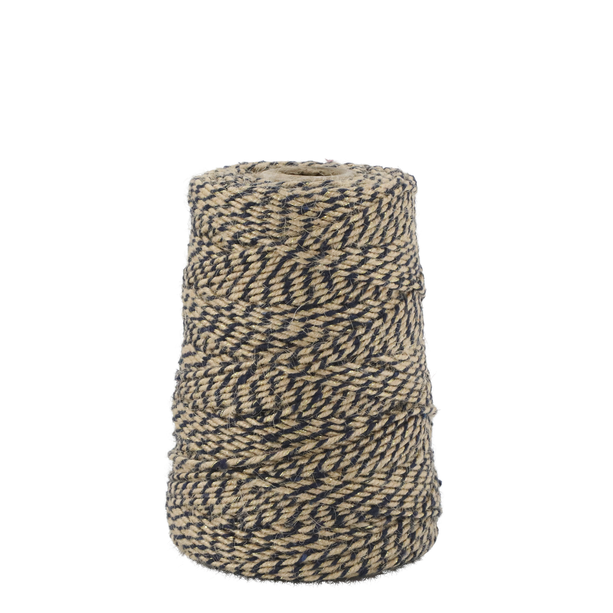 Juteband mit Golddraht, 160 m, ocean/beige