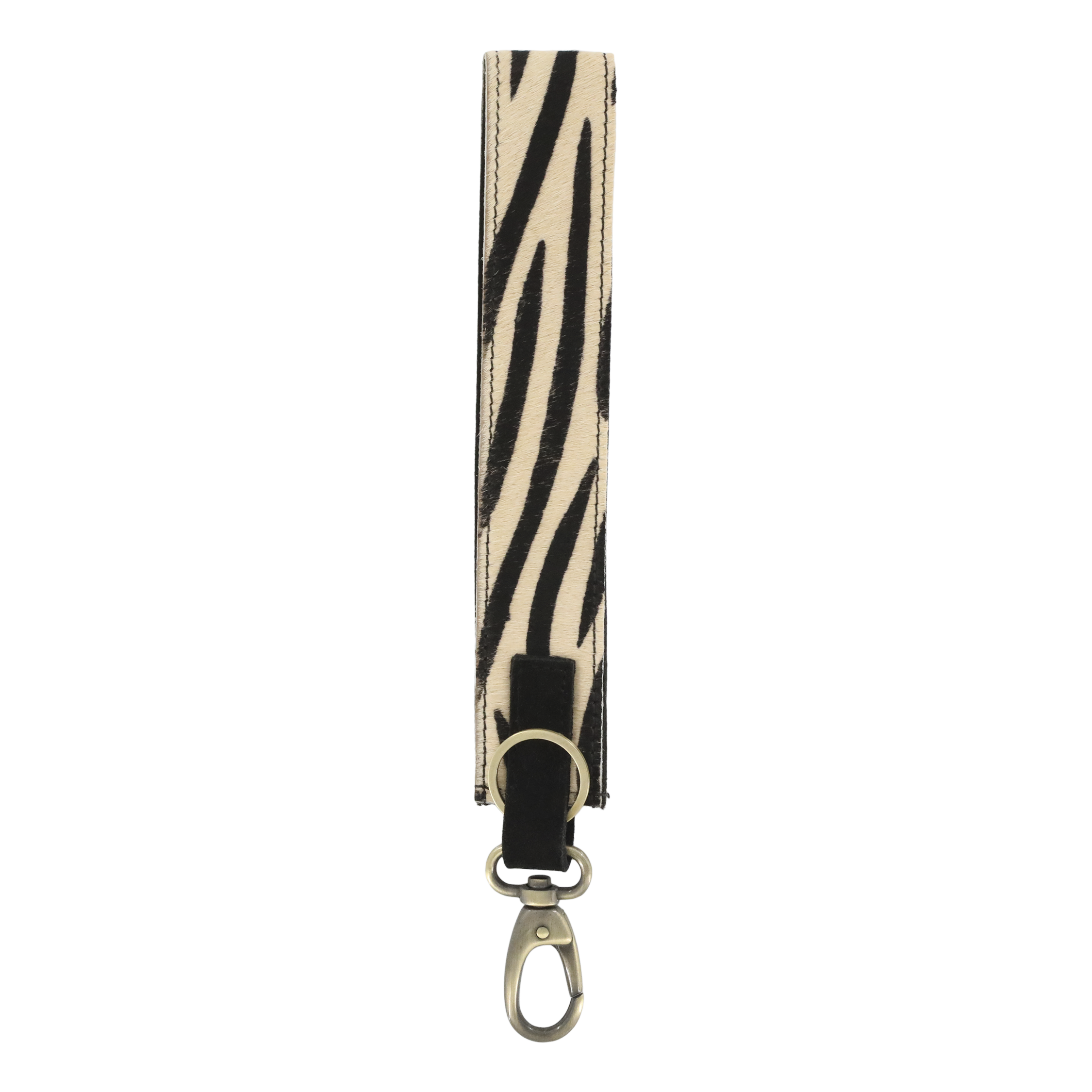 Keychain in leather w. zebra print L28.5/W4 cm