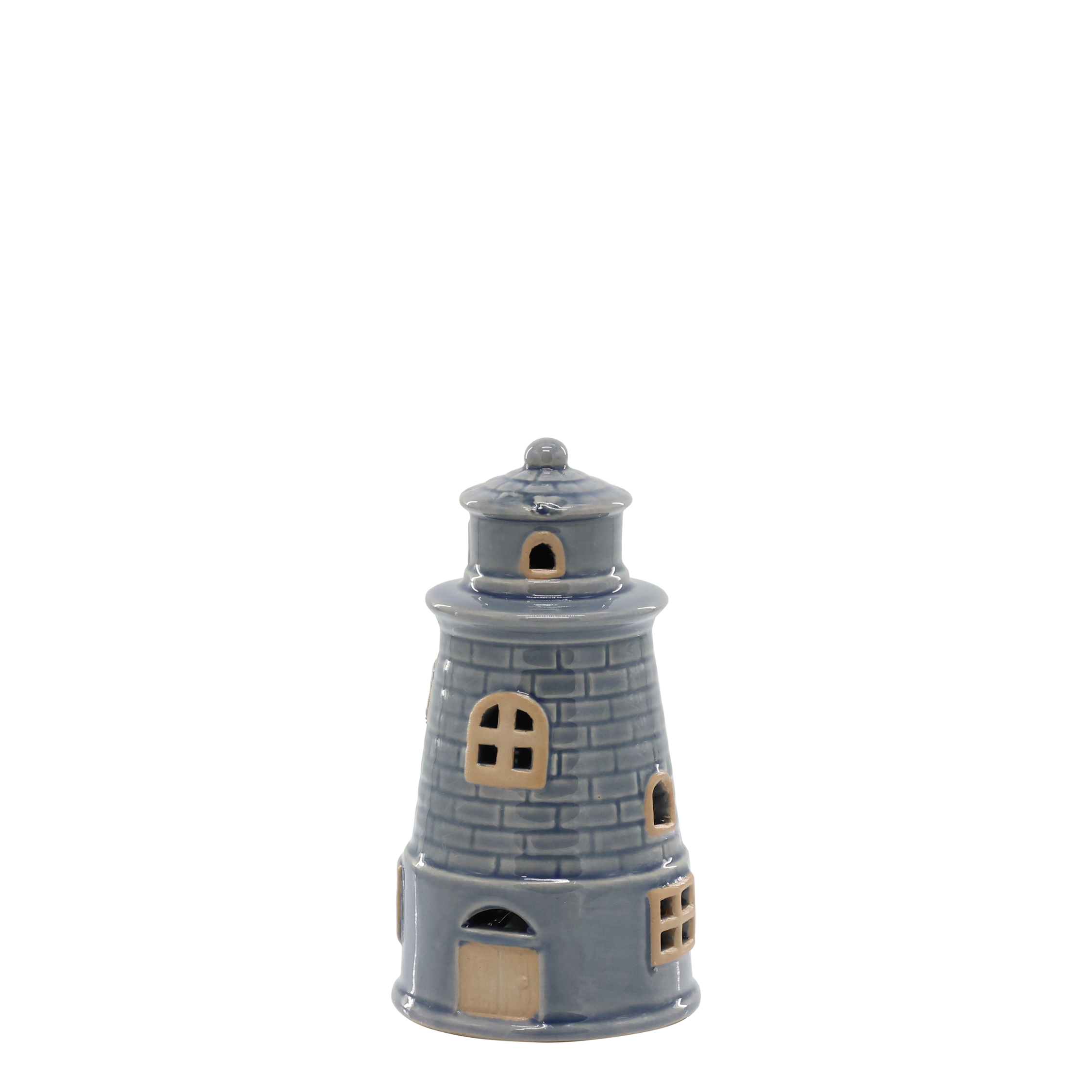 Lighthouse w. LED H12.5/D6.5 cm ocean