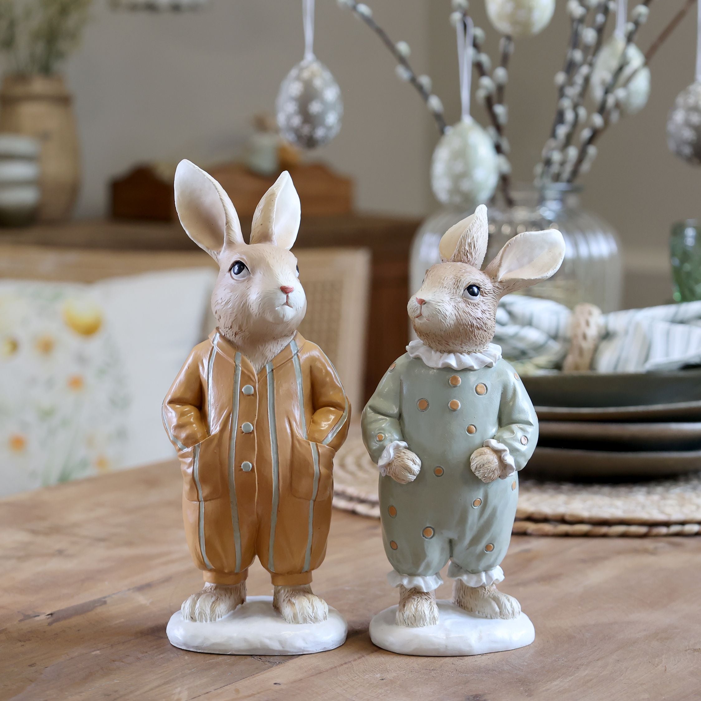 Kaninchen mit Pyjama Set von 2 – Deko-Figuren