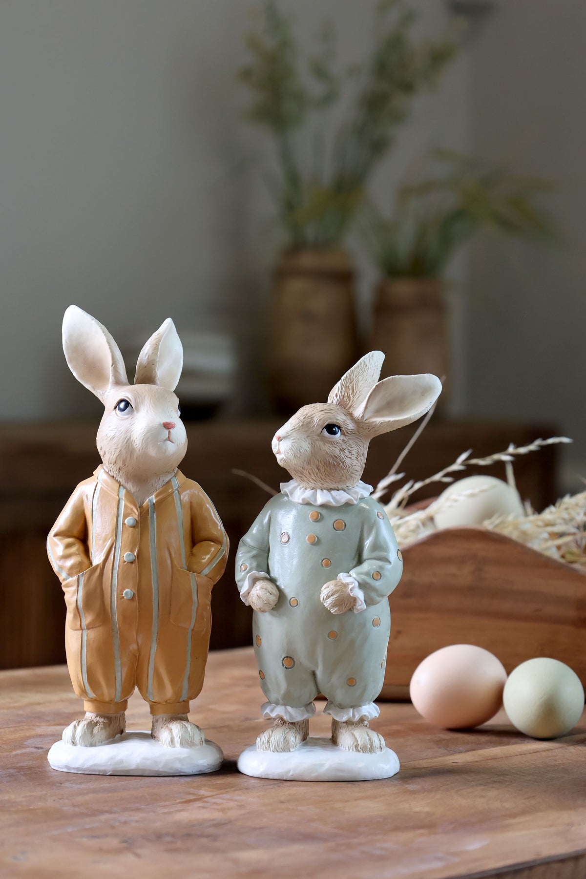 Kaninchen mit Pyjama Set von 2 – Deko-Figuren