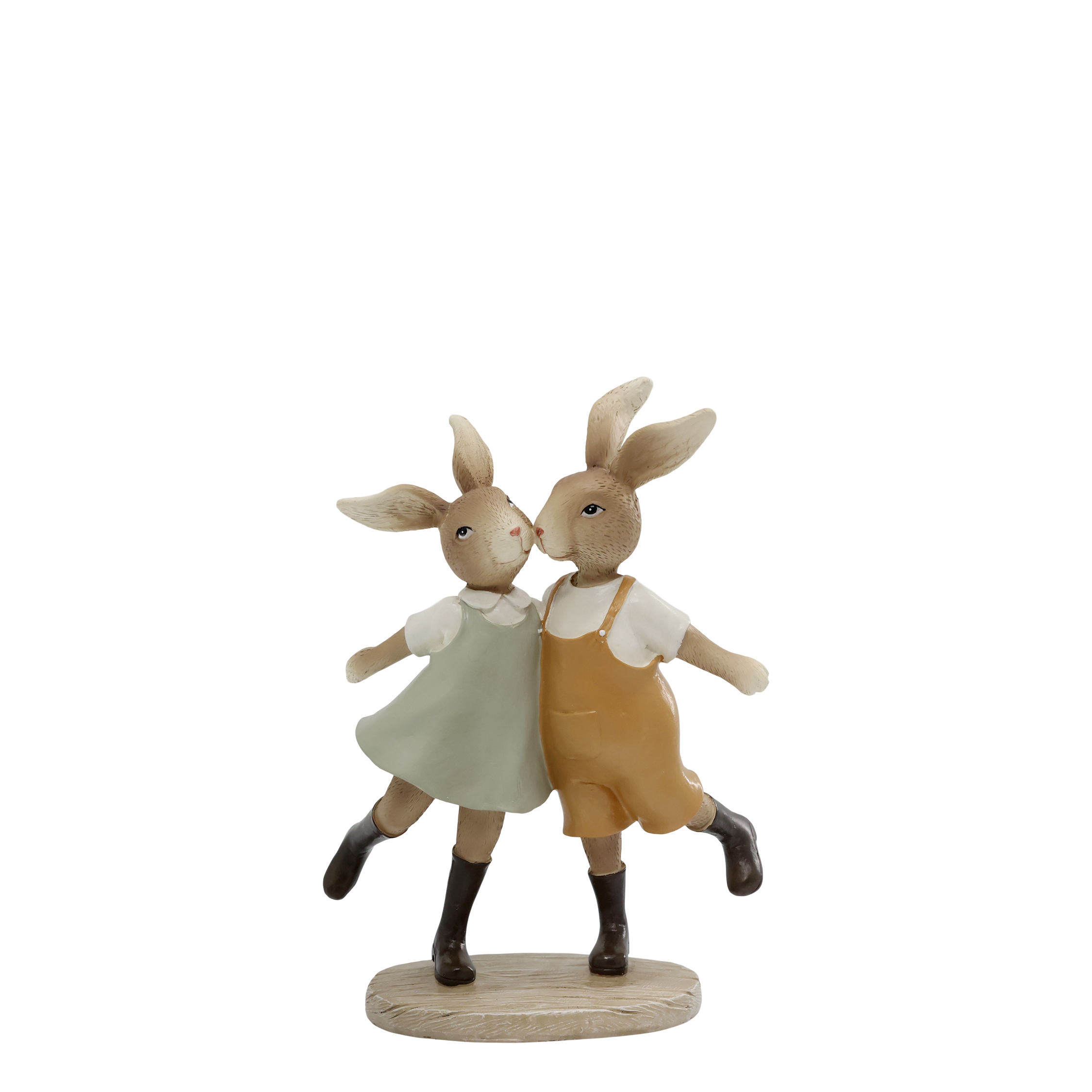 Kaninchenfigur mit Kleid und Hose aus Polyresin, 21 cm