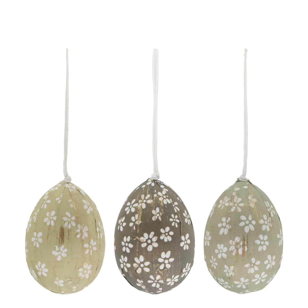 Osterei mit Blumen Set von 3 – Deko in Pastell