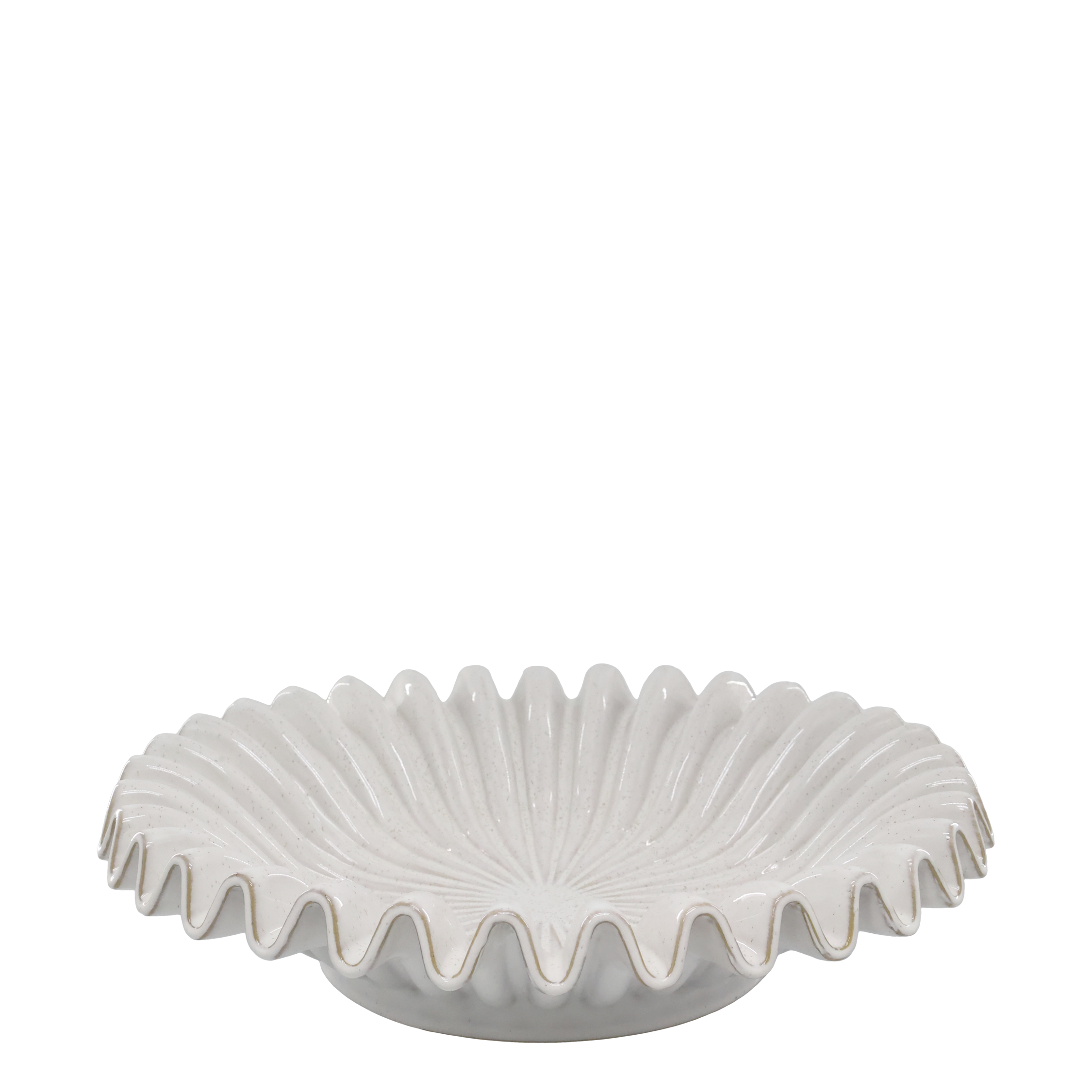 Tablett mit geriffelter Kante, Steingut, 44 cm, creme