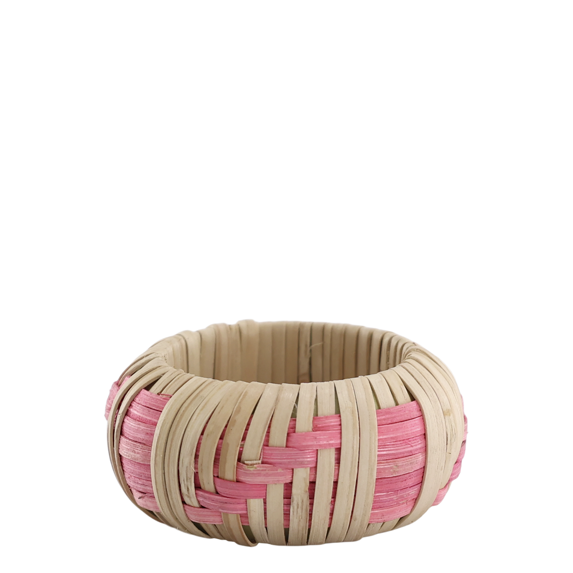 Serviettenring geflochten aus Jute, rosa und natur