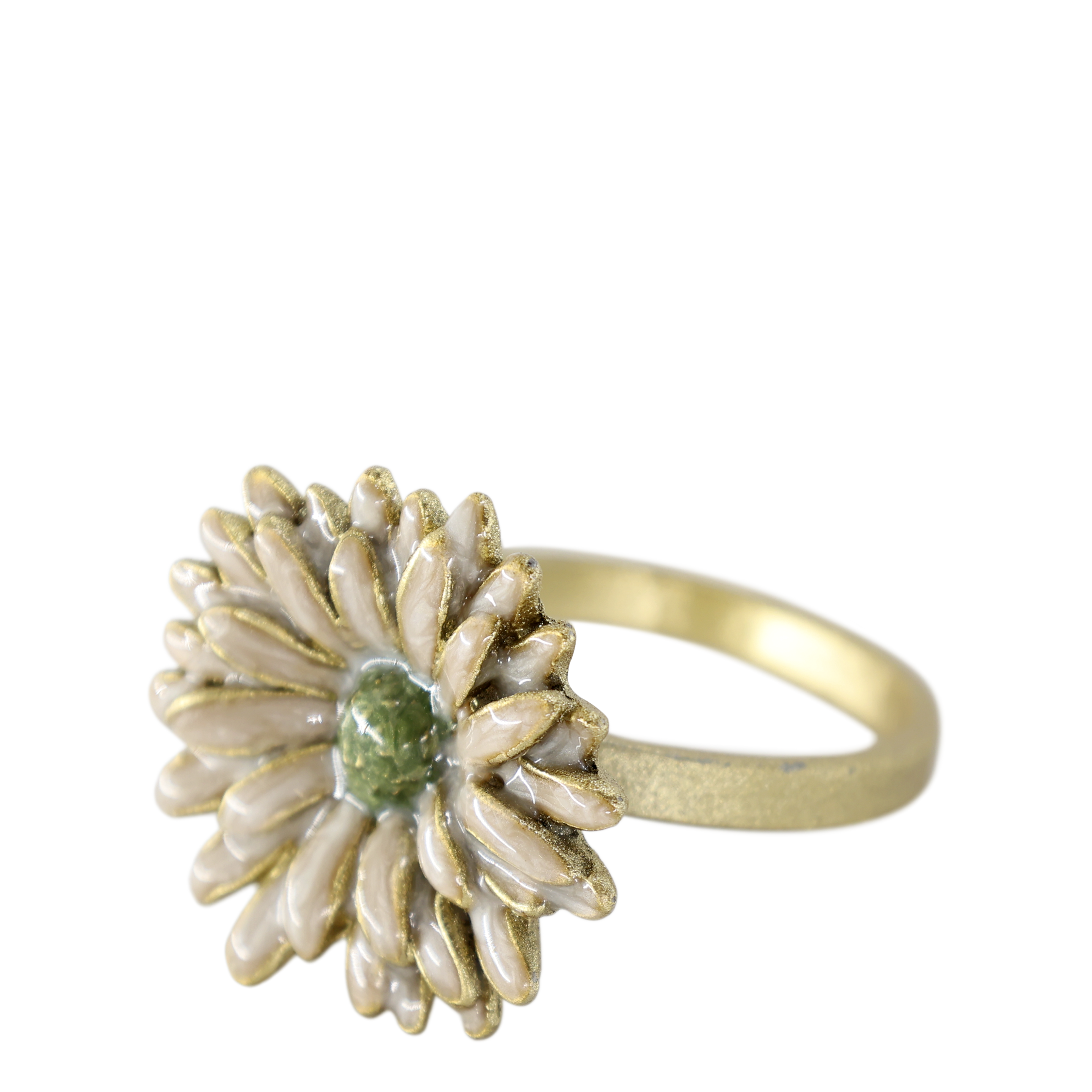 Serviettenring mit Blumen, Zinklegierung, creme, 4 cm