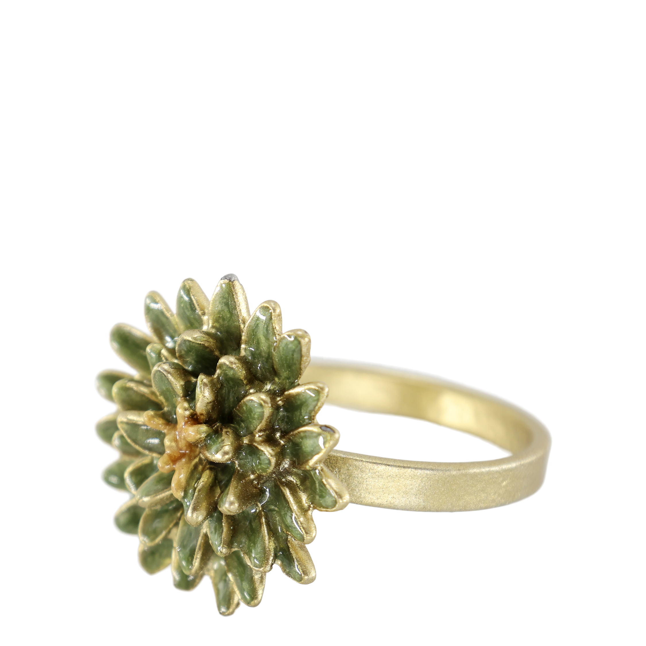 Napkin Ring w. flower H6/D4 cm antique verte