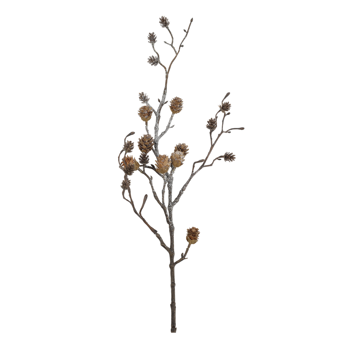 Dekoblume mit Tannenzapfen und Glitzer, 80 cm